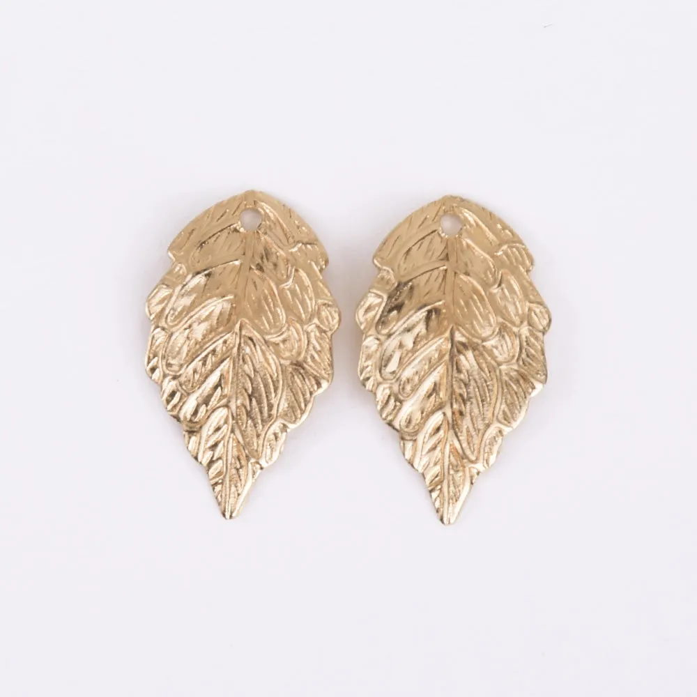 10*18mm Brass Leaf Pendant Charm Metal Charms Wholeslae perfect for necklace pendant 50pcs