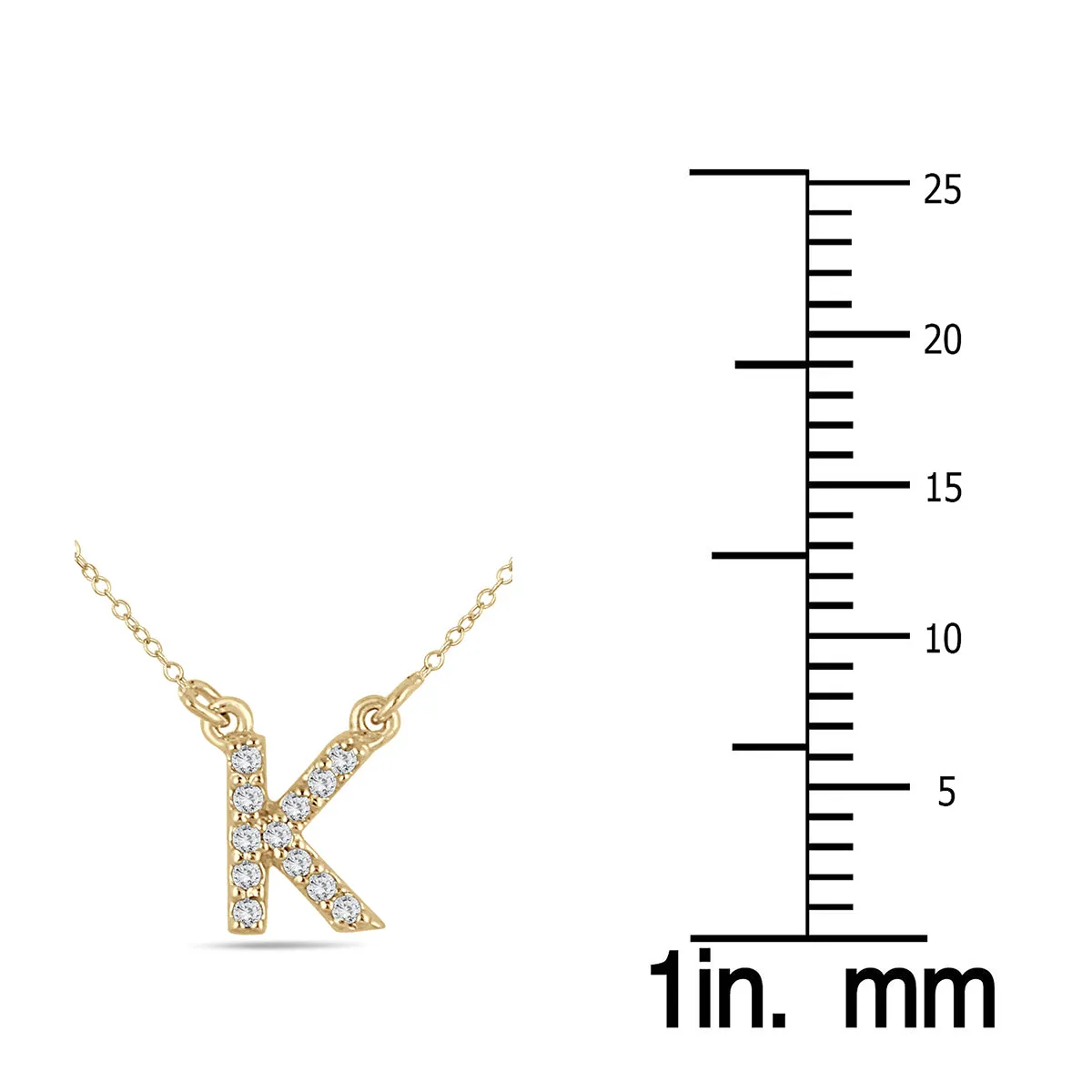 1/10 Carat Tw K Initial Diamond Pendant In 10K Yellow Gold