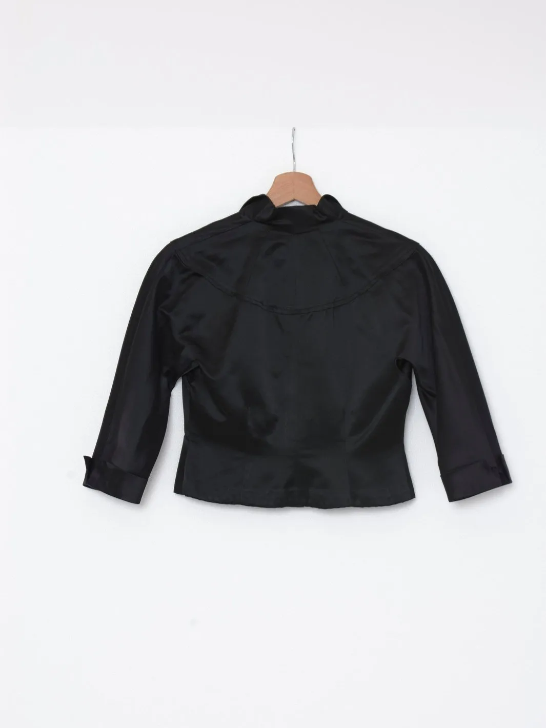 1980s black tailored silk suit