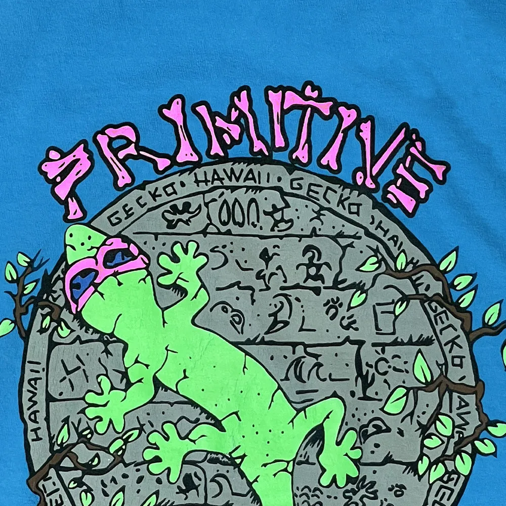 1988 Primitive Gecko - 1980s Neon Blue Razz Single Stitch Tee