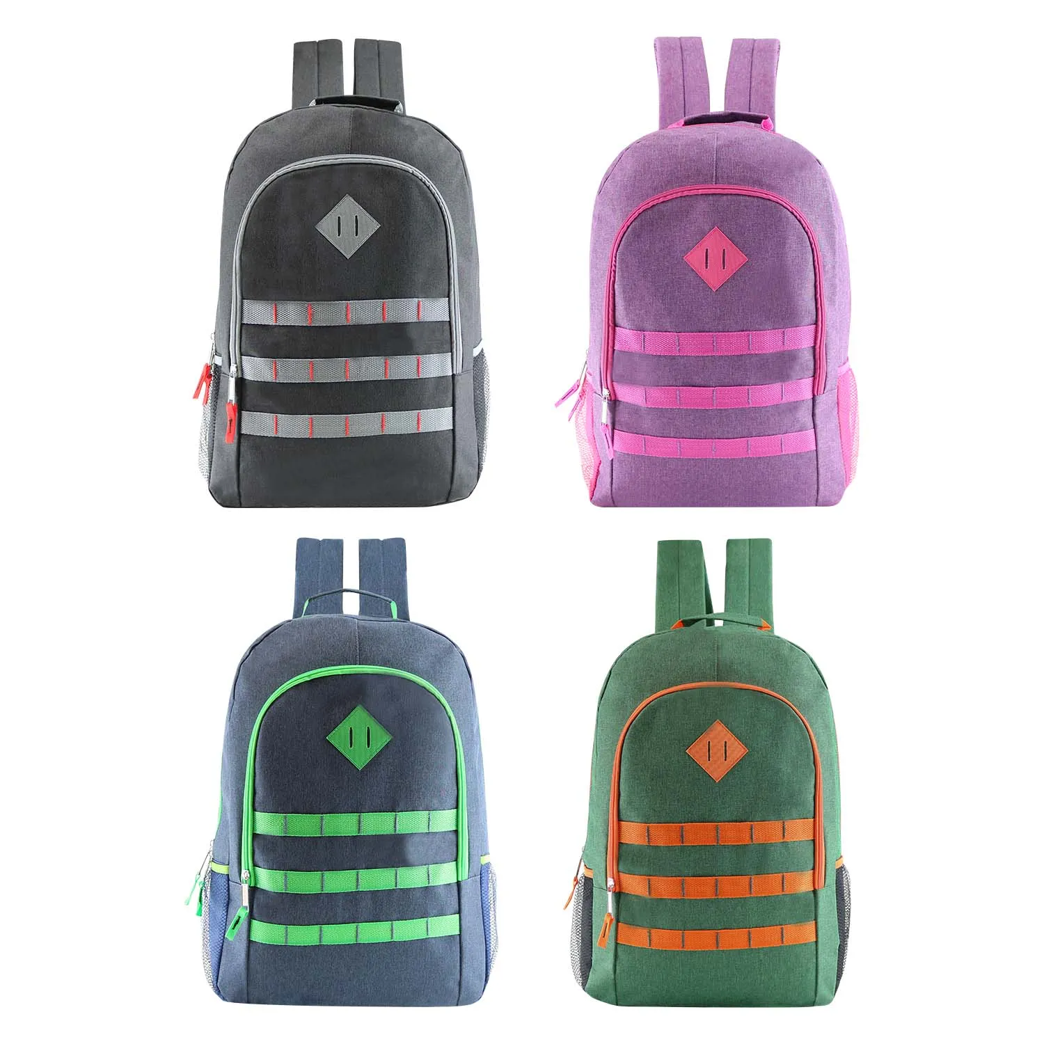 19" Basic Wholesale Backpack In 4 Colors- Bulk Case Of 24 Backpacks