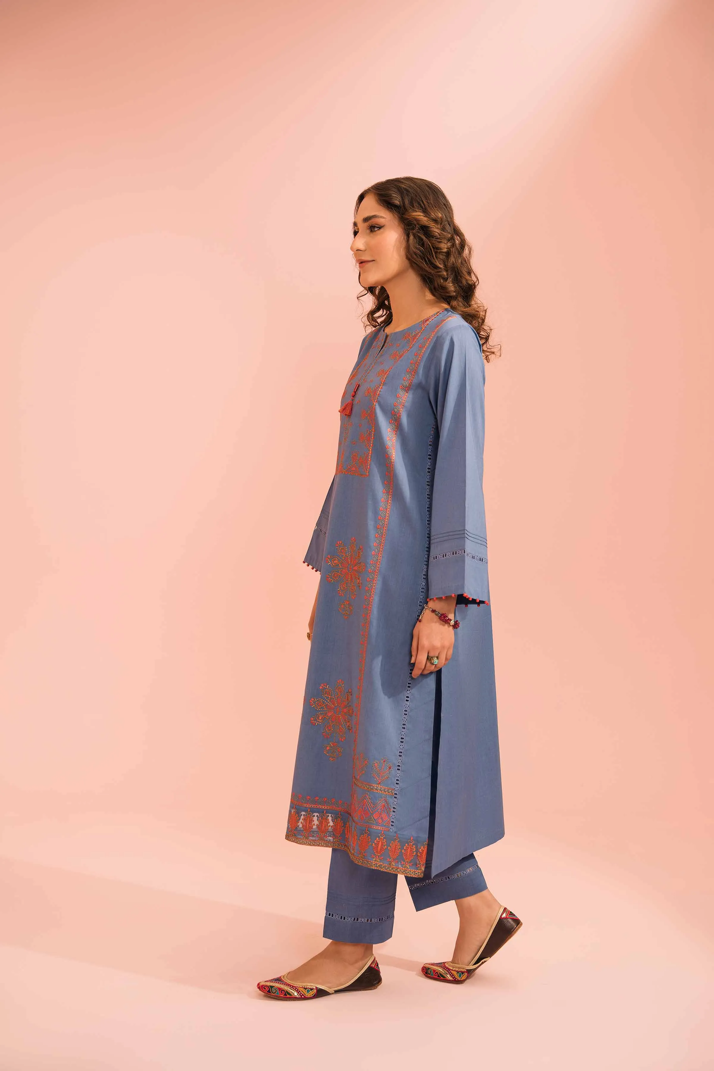 2 Piece - Dyed Embroidered Suit -  42301590