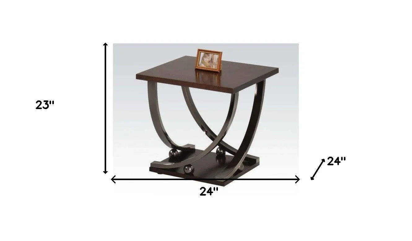 23" Black and Brown End Table By Homeroots