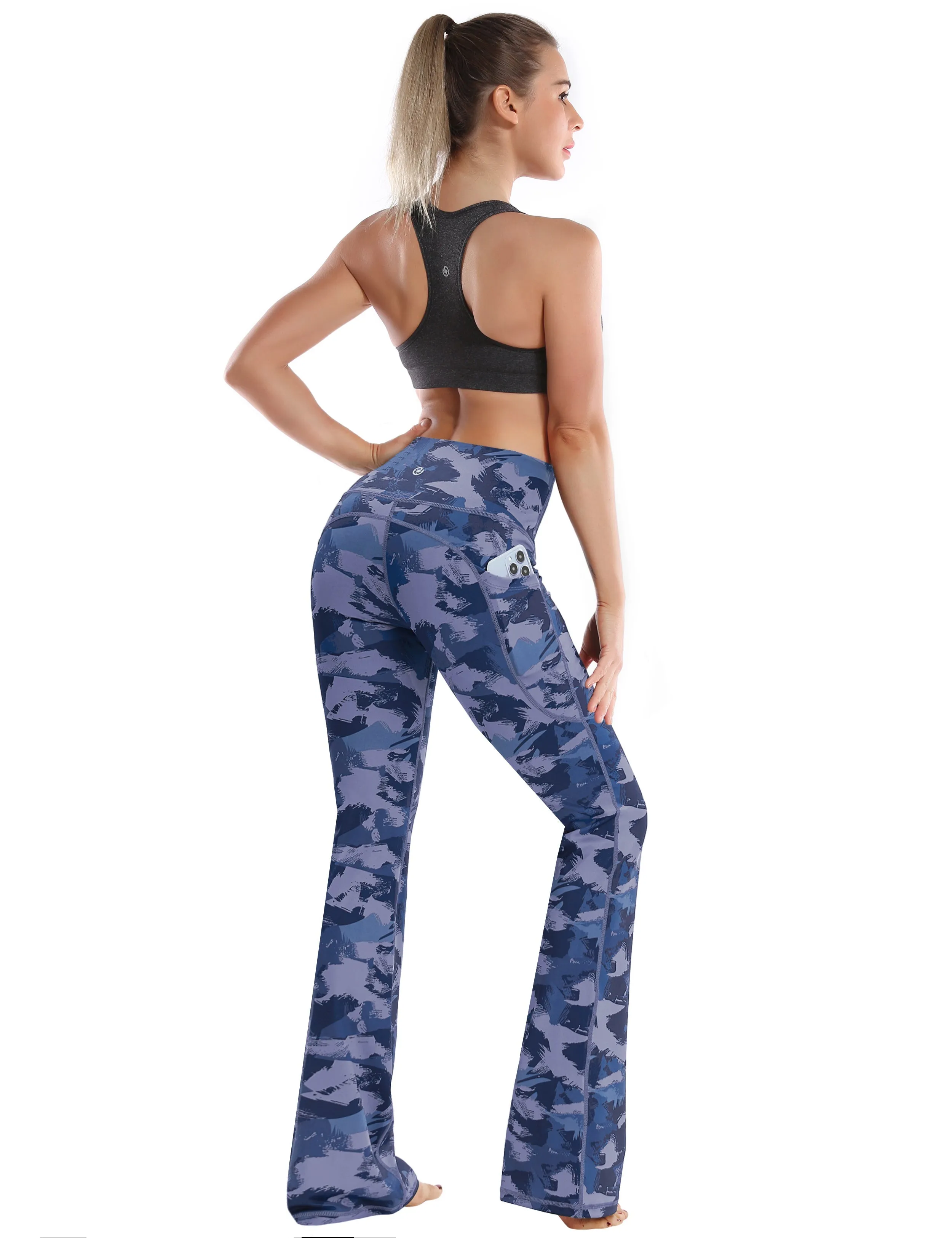 29 31 33 35 37  Side Pockets Bootcut Leggings navy brushcamo_yogastudio