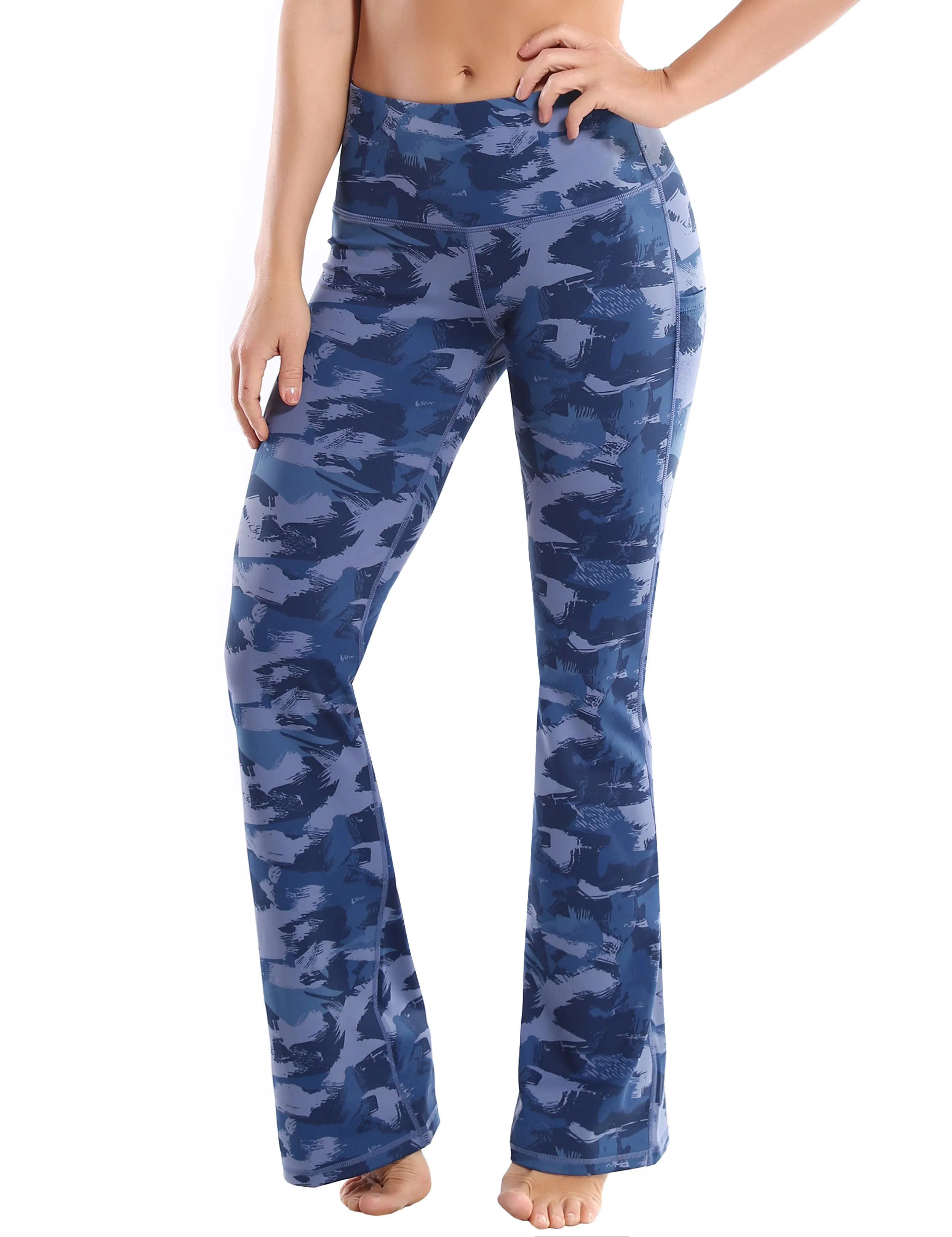 29 31 33 35 37  Side Pockets Bootcut Leggings navy brushcamo_yogastudio