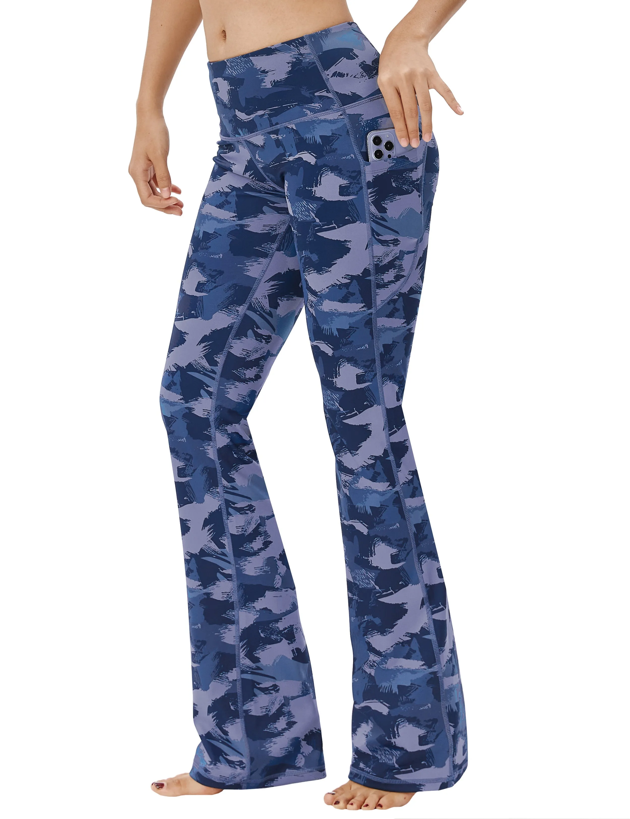 29 31 33 35 37  Side Pockets Bootcut Leggings navy brushcamo_yogastudio