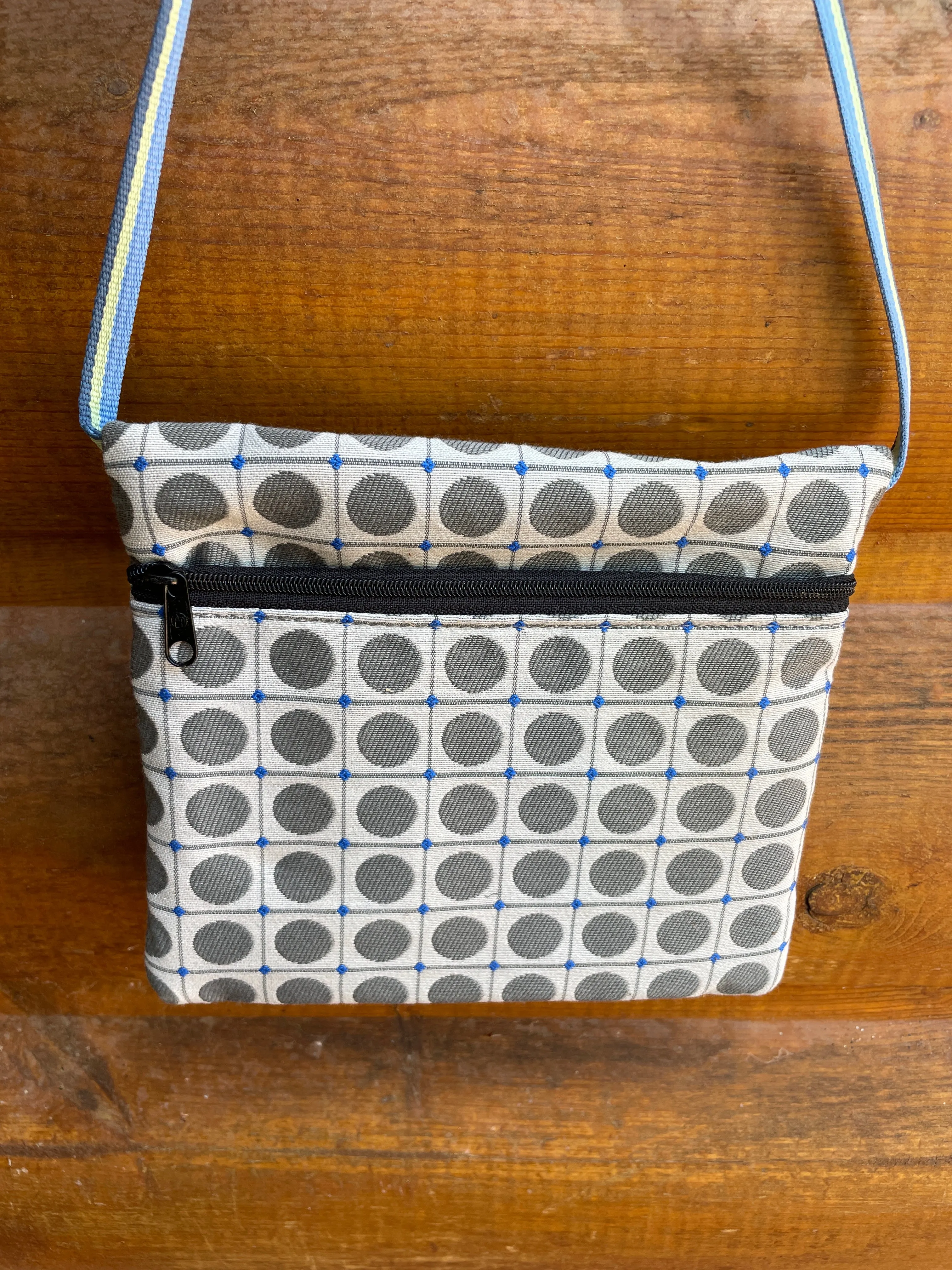 3 Zip Bag Blue- Dots print Fabric