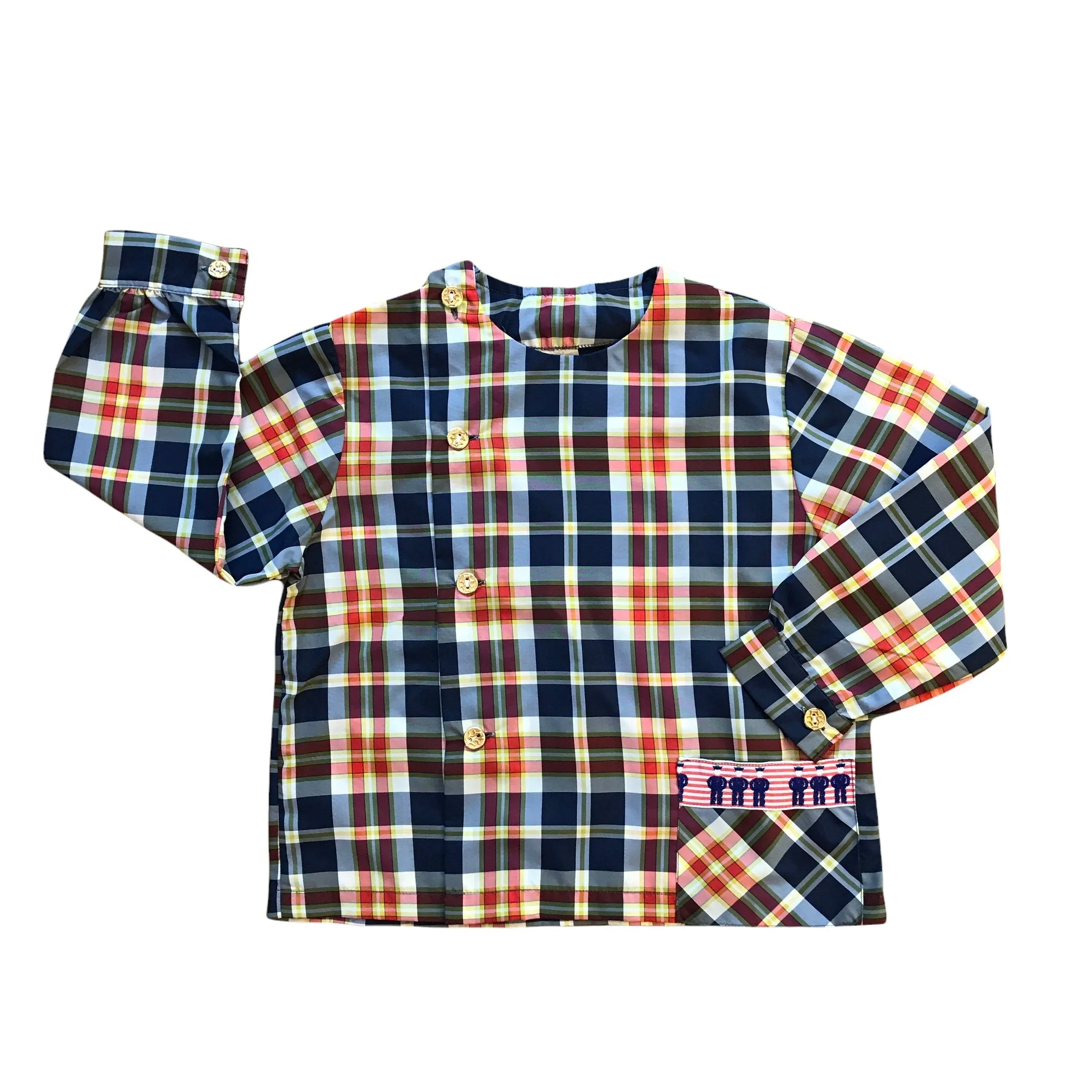 60's Vintage Check Nylon School Blouse / 3-4Y