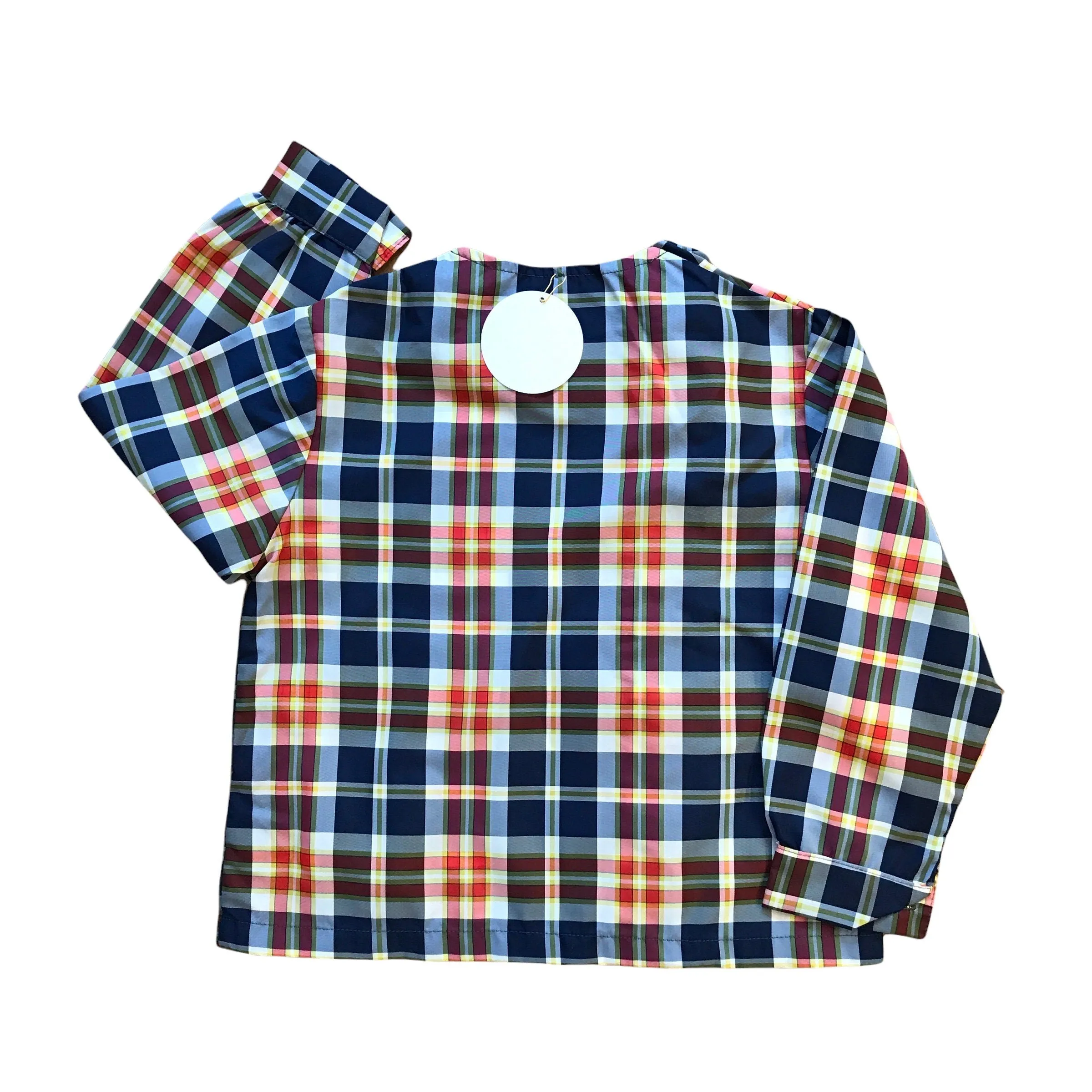 60's Vintage Check Nylon School Blouse / 3-4Y