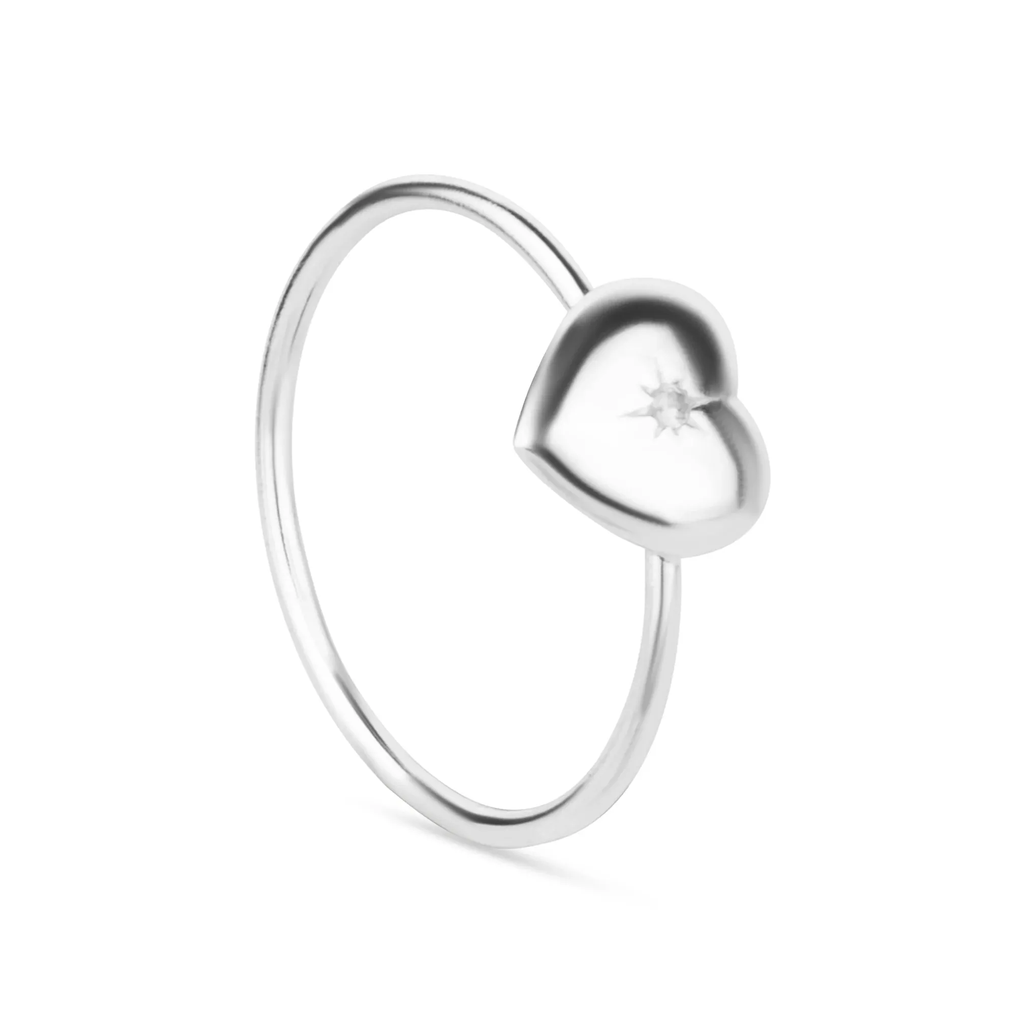 925 Pure Sterling Silver Sparkle Heart Ring Silver For Women-Large