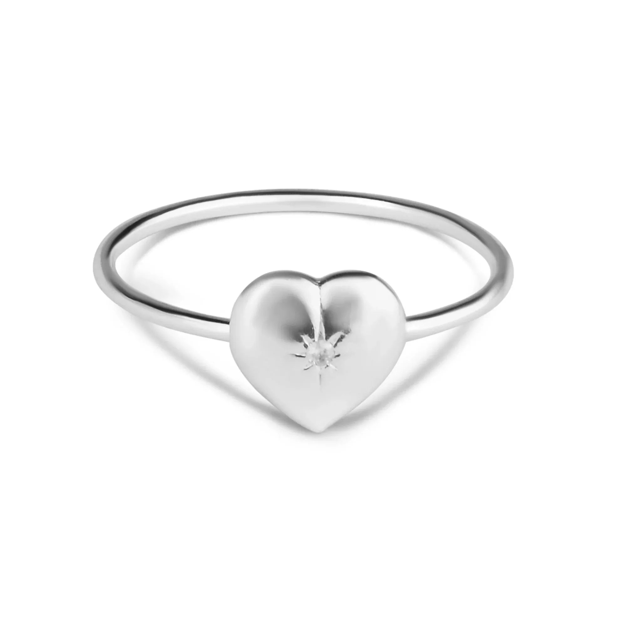 925 Pure Sterling Silver Sparkle Heart Ring Silver For Women-Large