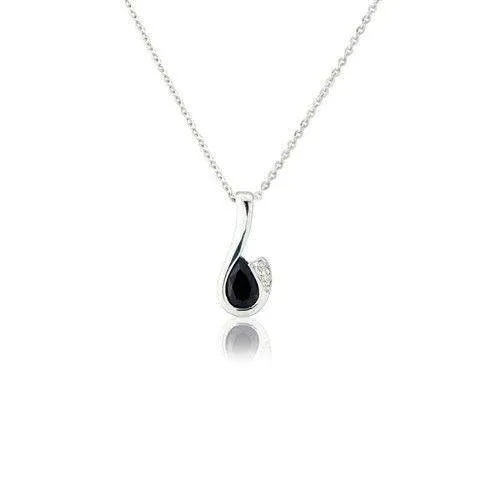 9ct White Gold Diamond and Sapphire Necklet - MMCH038-6WDSA