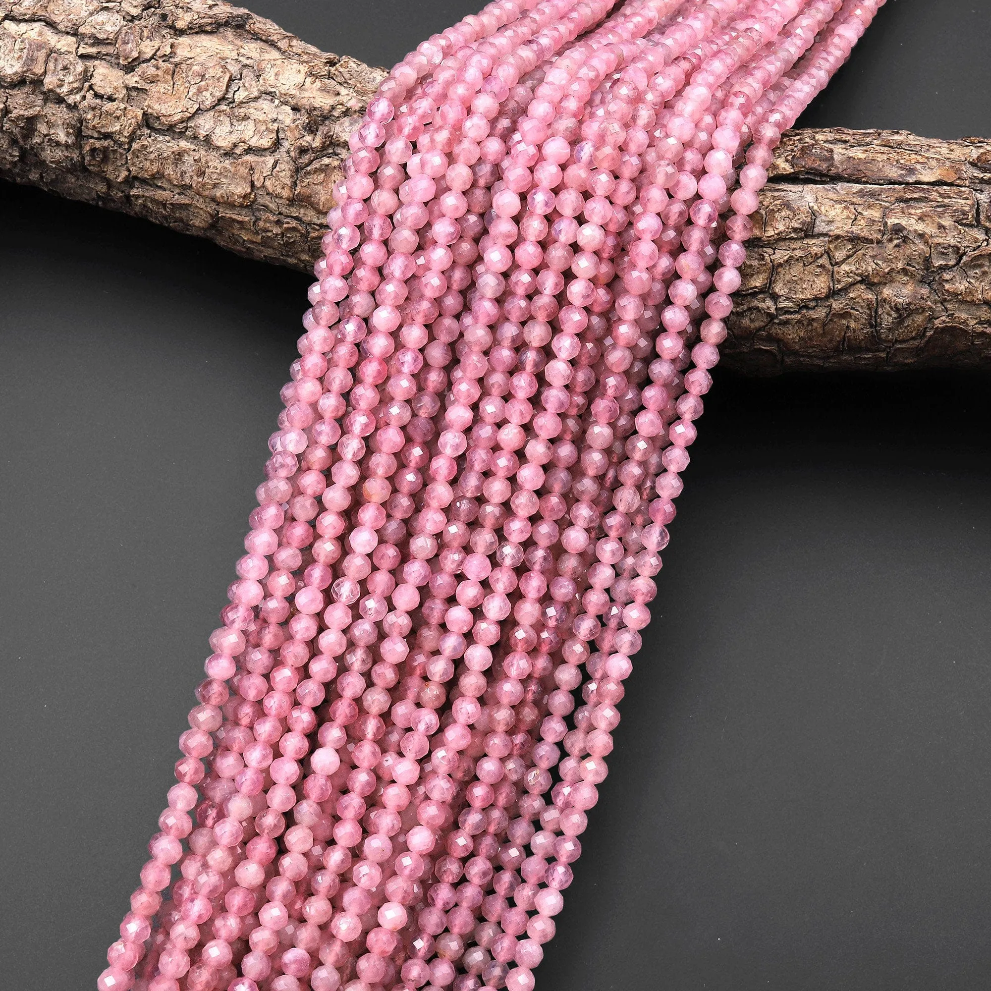 AAA Faceted Gemmy Natural Madagascar Pink Rose Quartz 4mm Round Beads 15.5" Strand