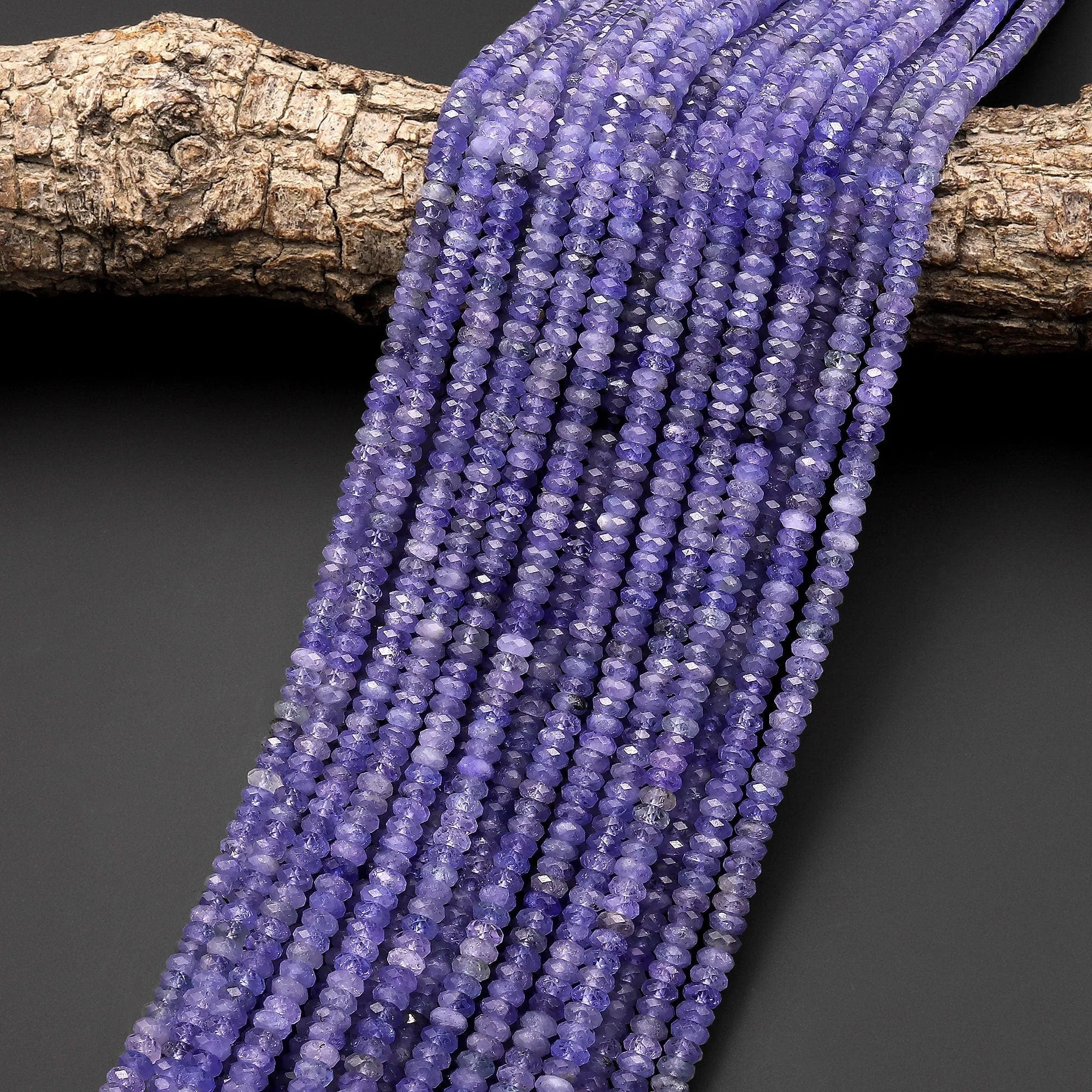 AAA Faceted Natural Tanzanite Rondelle Beads 4mm 5mm Micro Laser Cut Real Genuine Gemstone 15.5" Strand