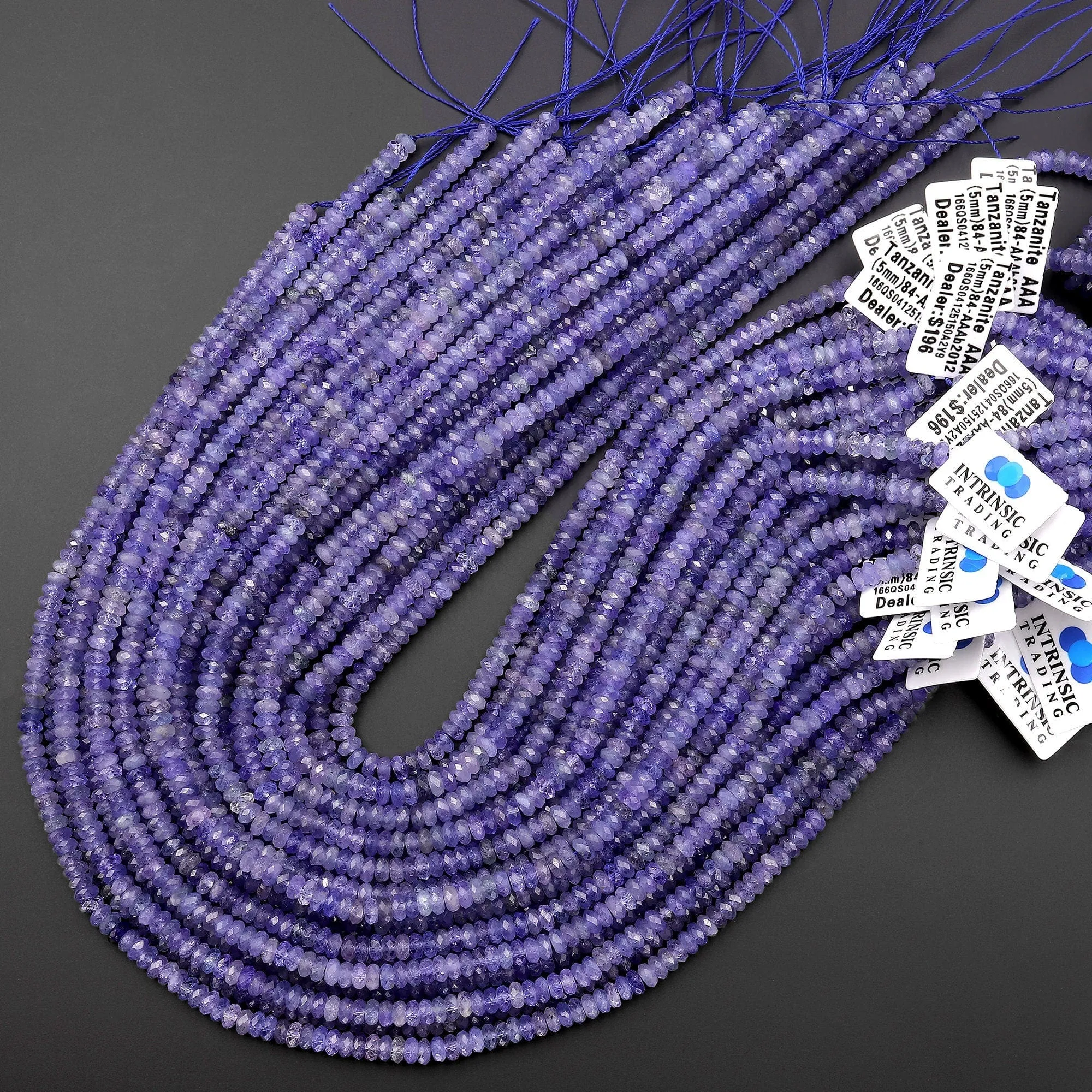 AAA Faceted Natural Tanzanite Rondelle Beads 4mm 5mm Micro Laser Cut Real Genuine Gemstone 15.5" Strand