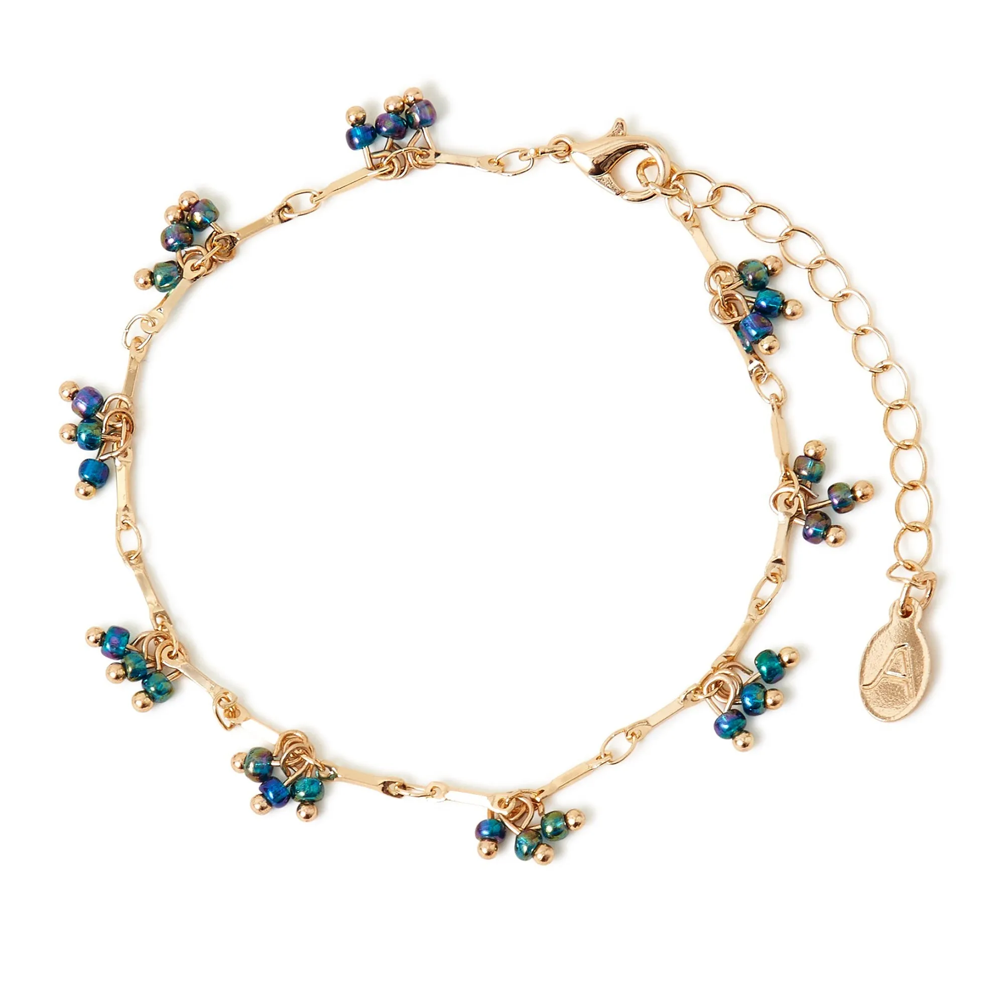 Accessorize London Women's Blue Beaded Multi Drop Anklet