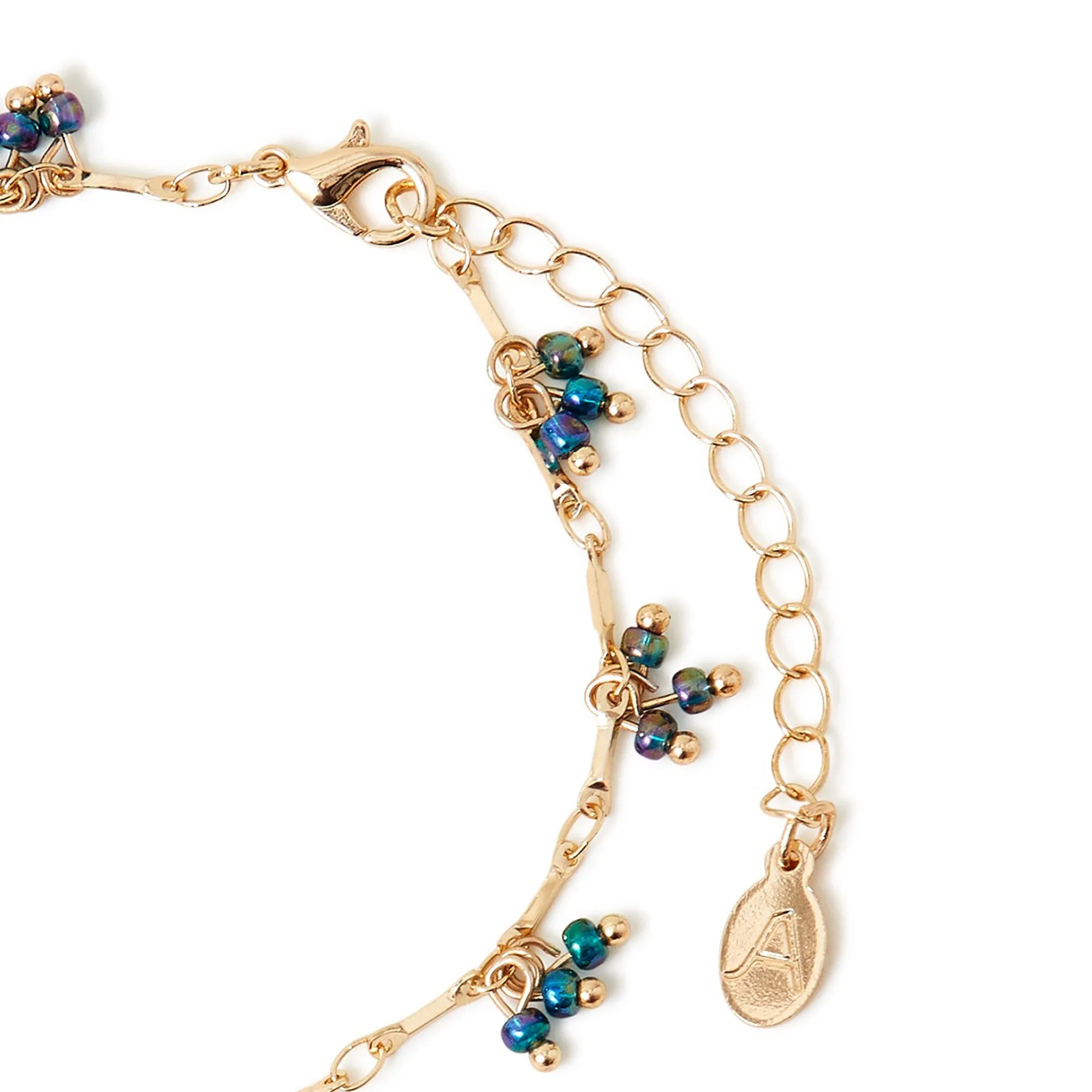 Accessorize London Women's Blue Beaded Multi Drop Anklet