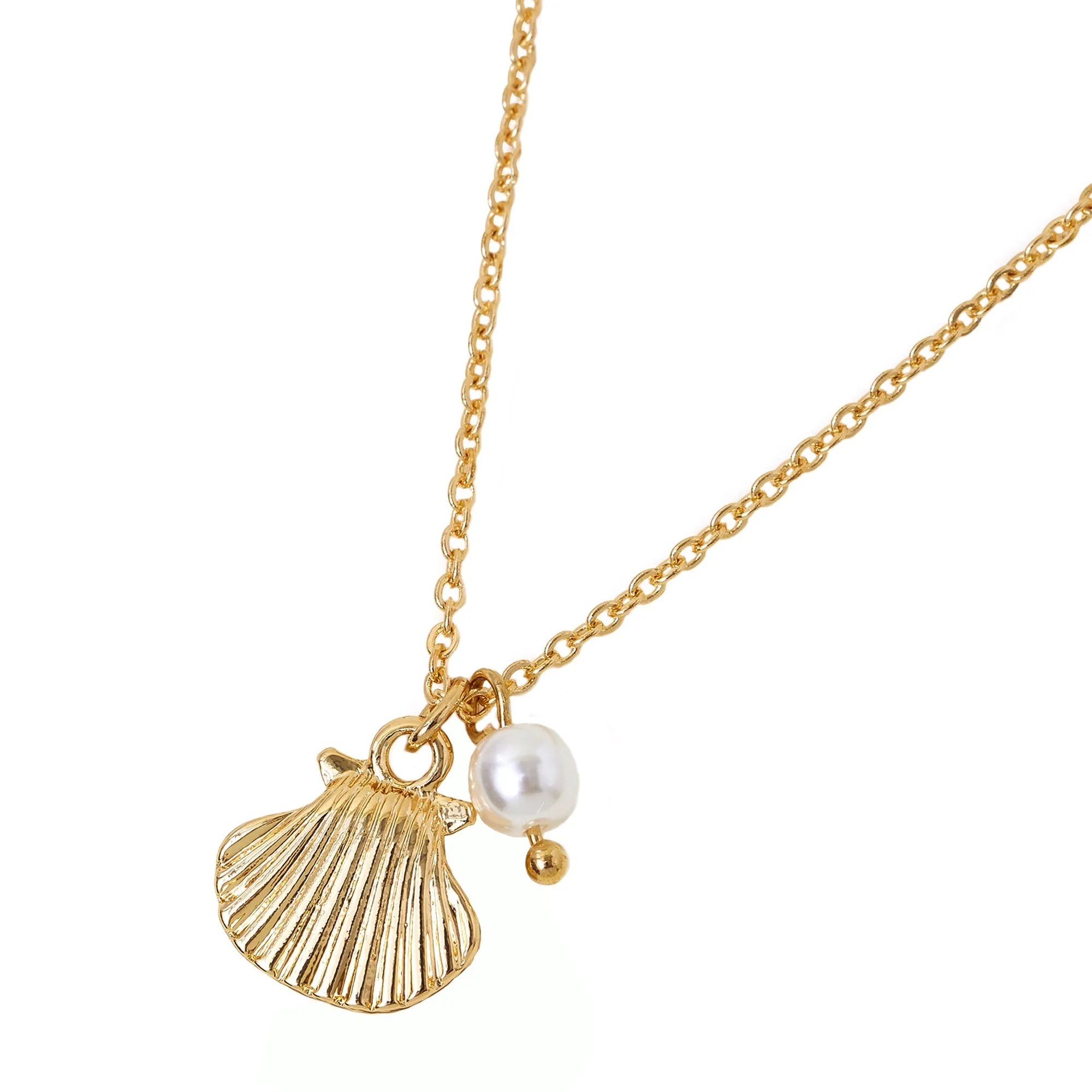 Accessorize London Women's Gold Pearly Shell Pendant Necklace