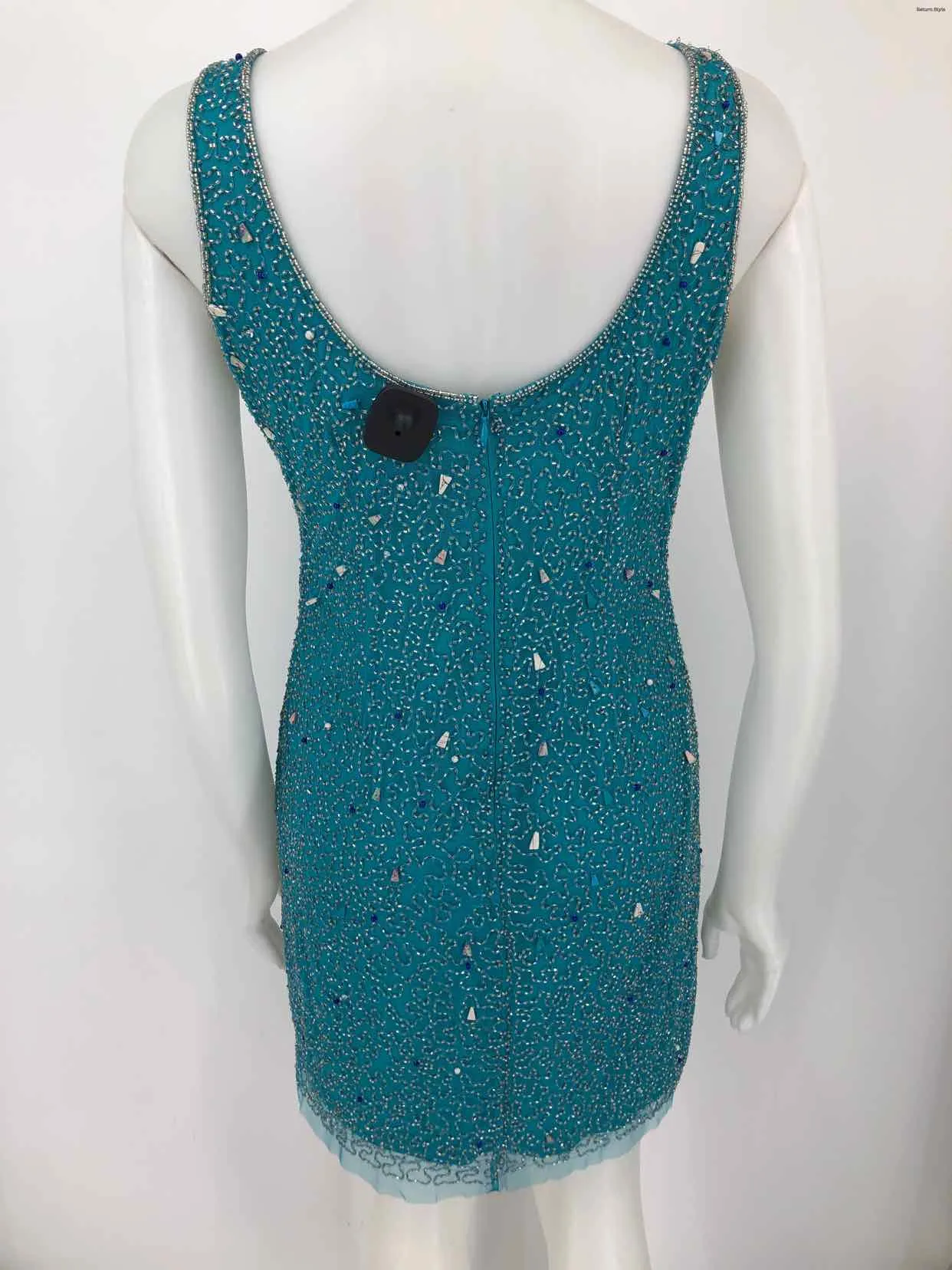 AIDAN MATTOX Blue Gray Multi Beaded Tank Size SMALL (S) Dress