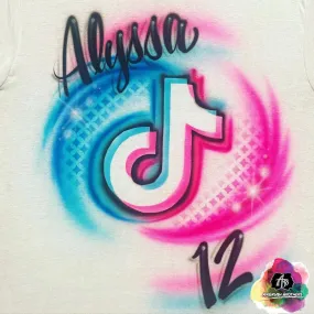 Airbrush Tiktok w/ Number Birthday Shirt Design