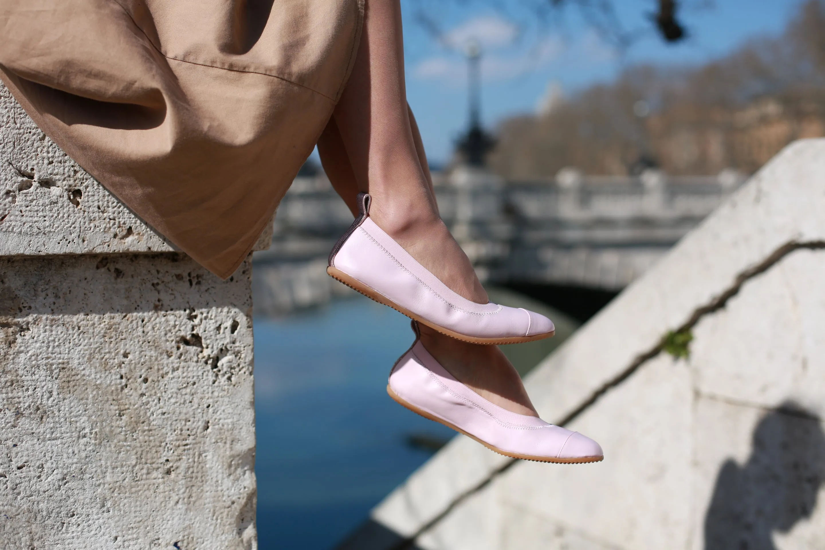 Alcina - Powder pink glitter leather ballet flats