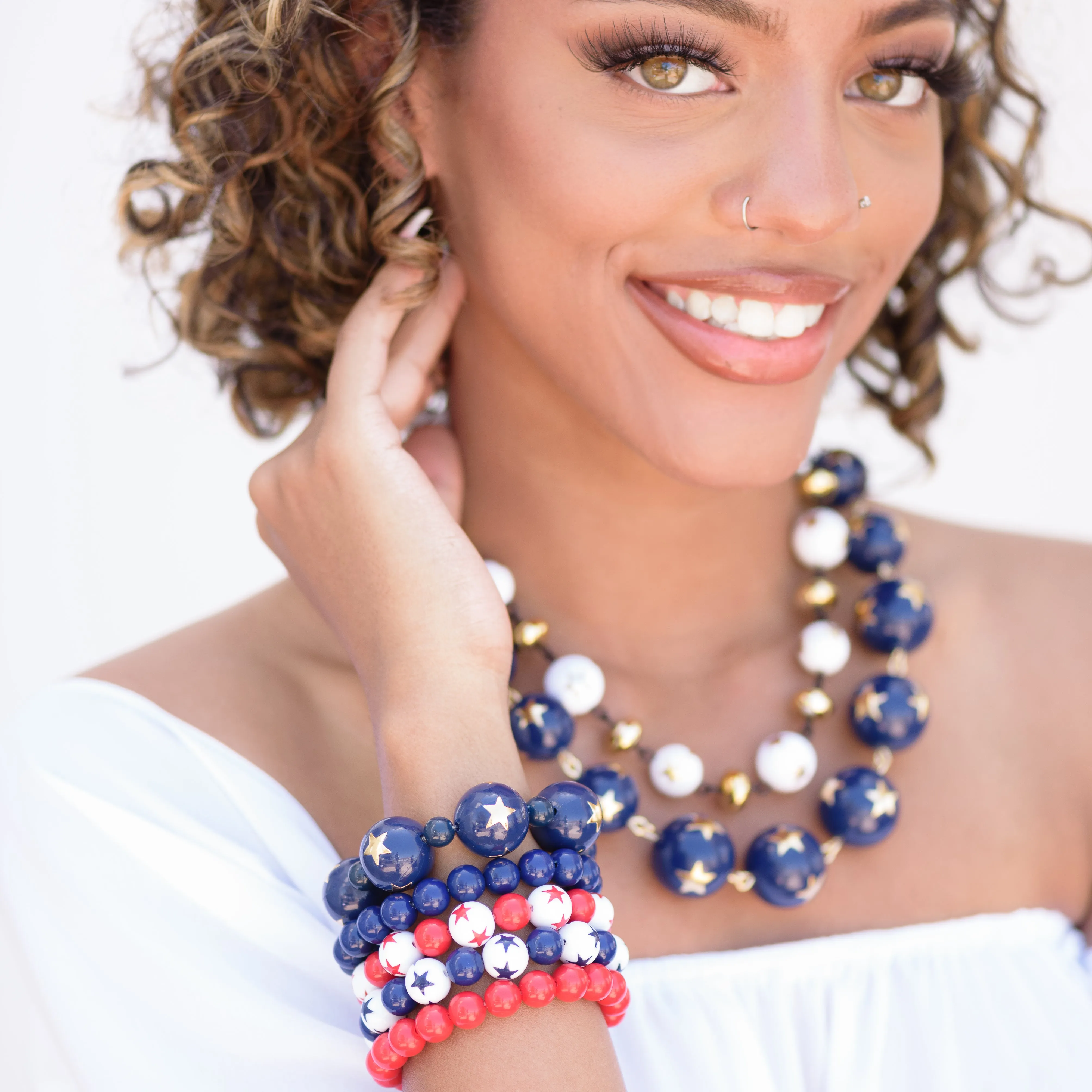 Americana Star Stack and Stretch Bracelet Set