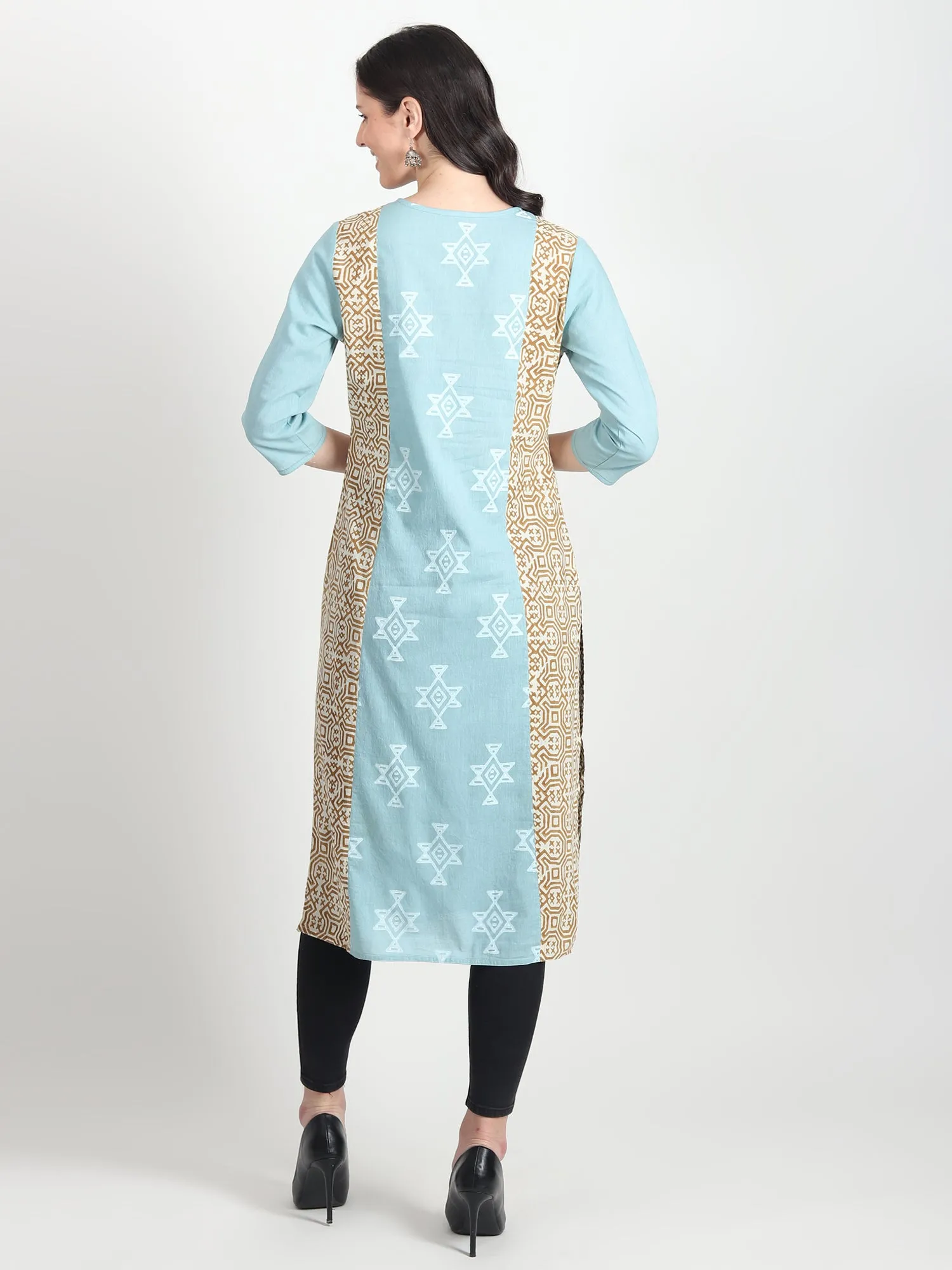 AMOR Hand Block Printed Straight Kurti Tribal Motifs