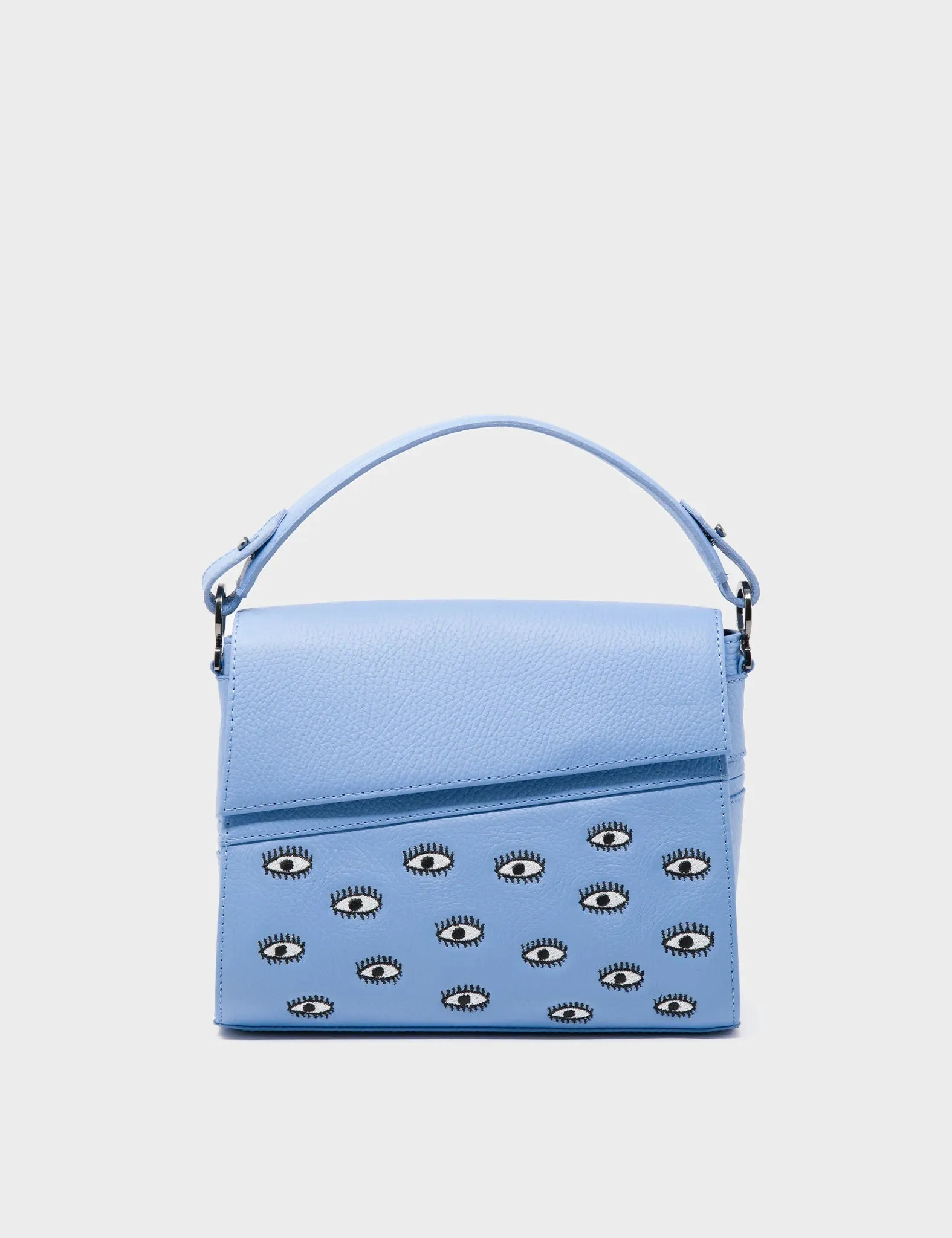 Anastasio Mini Crossbody Handbag Vista Blue Leather - All Over Eyes Embroidery