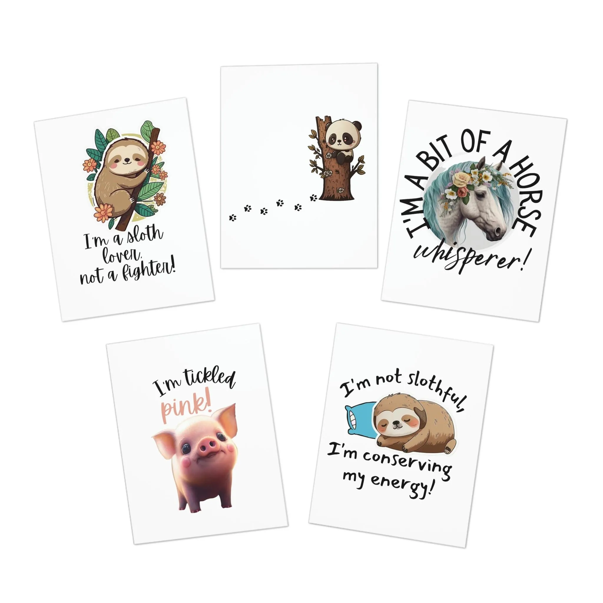 Animal Love Multi-Design Greeting Cards (5-Pack) (Blank Inside)