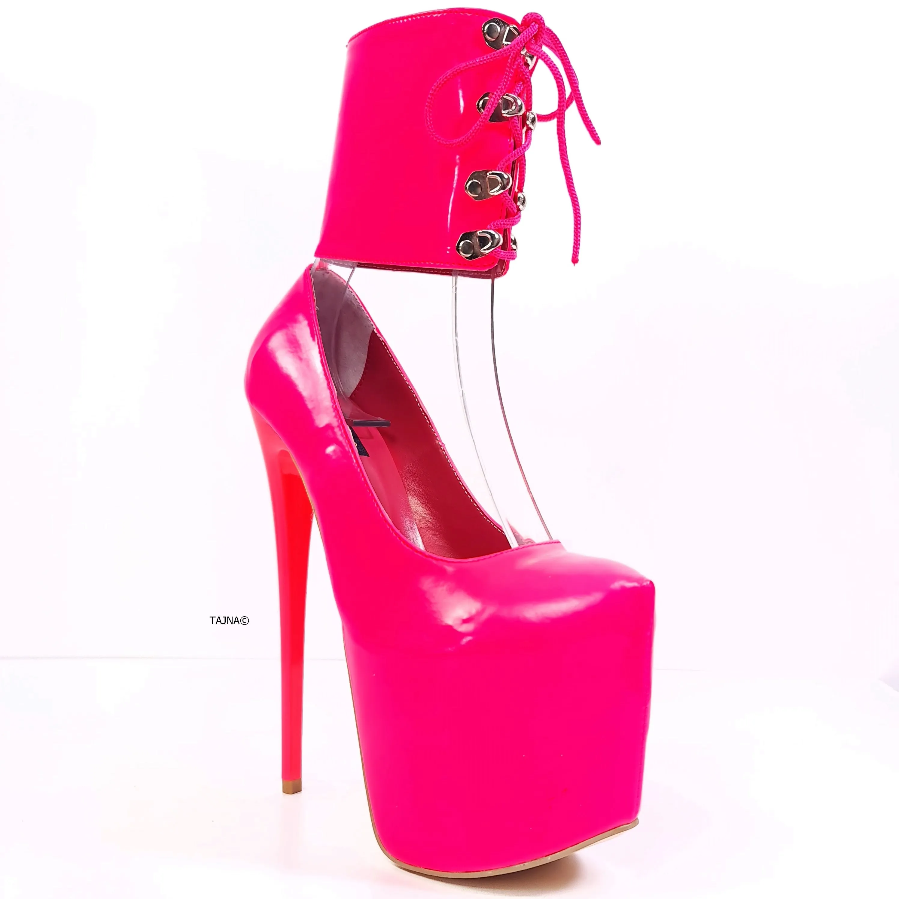 Ankle Cuff Pink High Heel Bondage Shoes