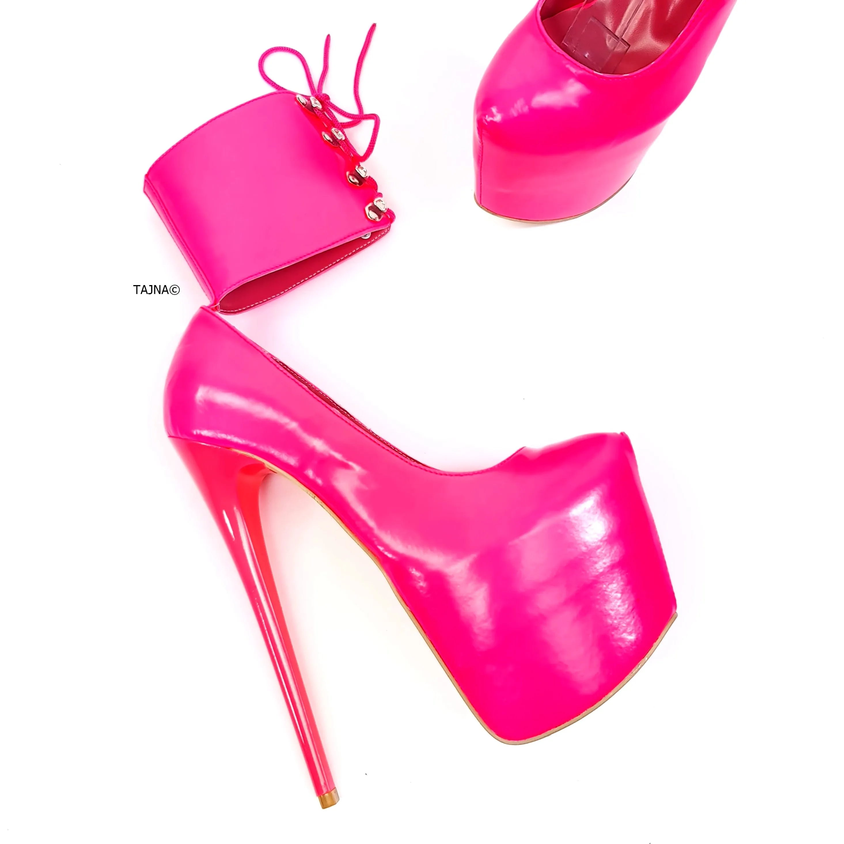 Ankle Cuff Pink High Heel Bondage Shoes