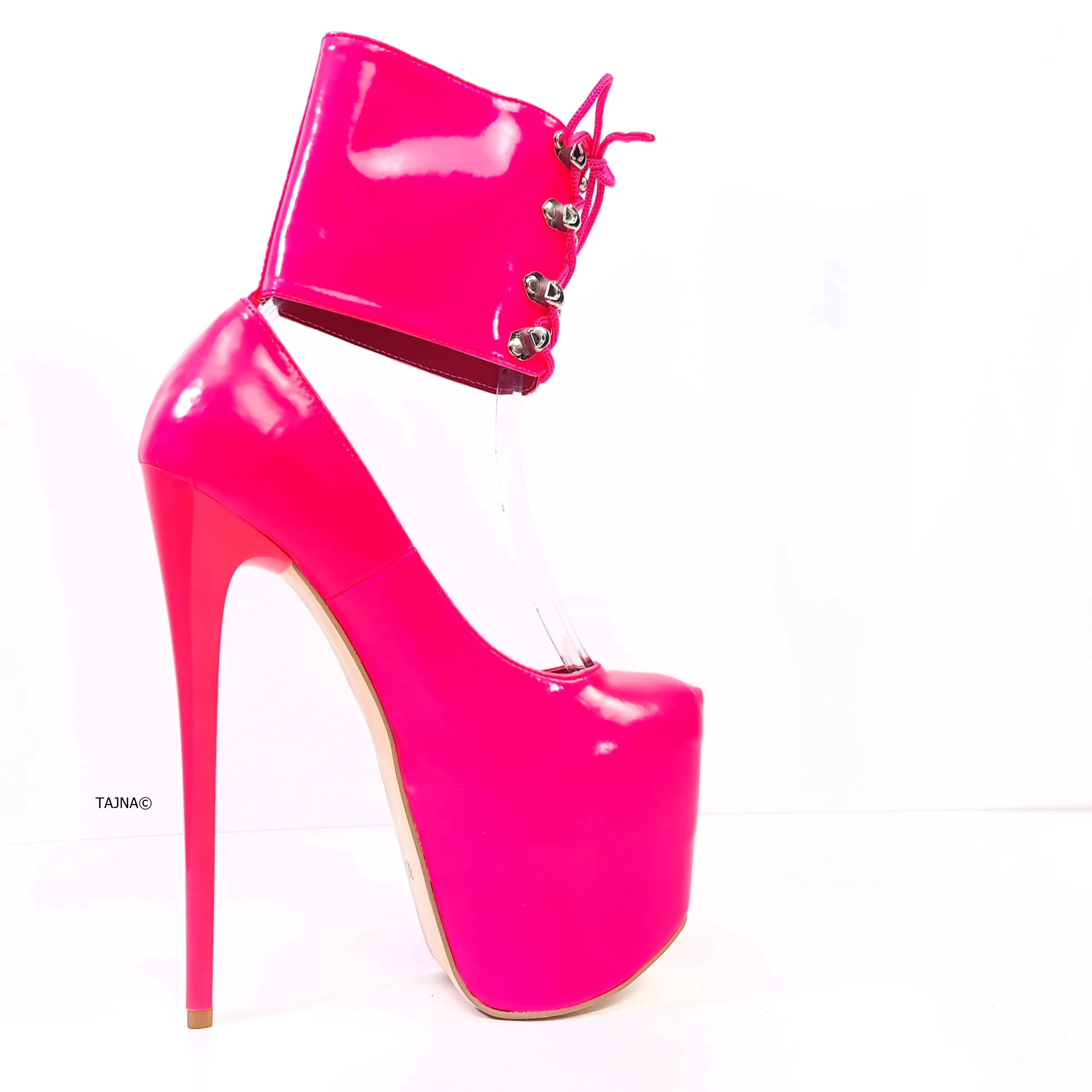 Ankle Cuff Pink High Heel Bondage Shoes