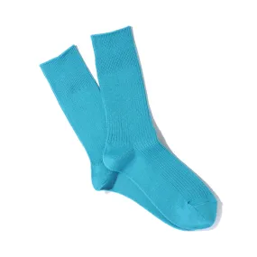 Anonymous Ism Brilliant Turquoise Blue Cotton Blend Crew Socks