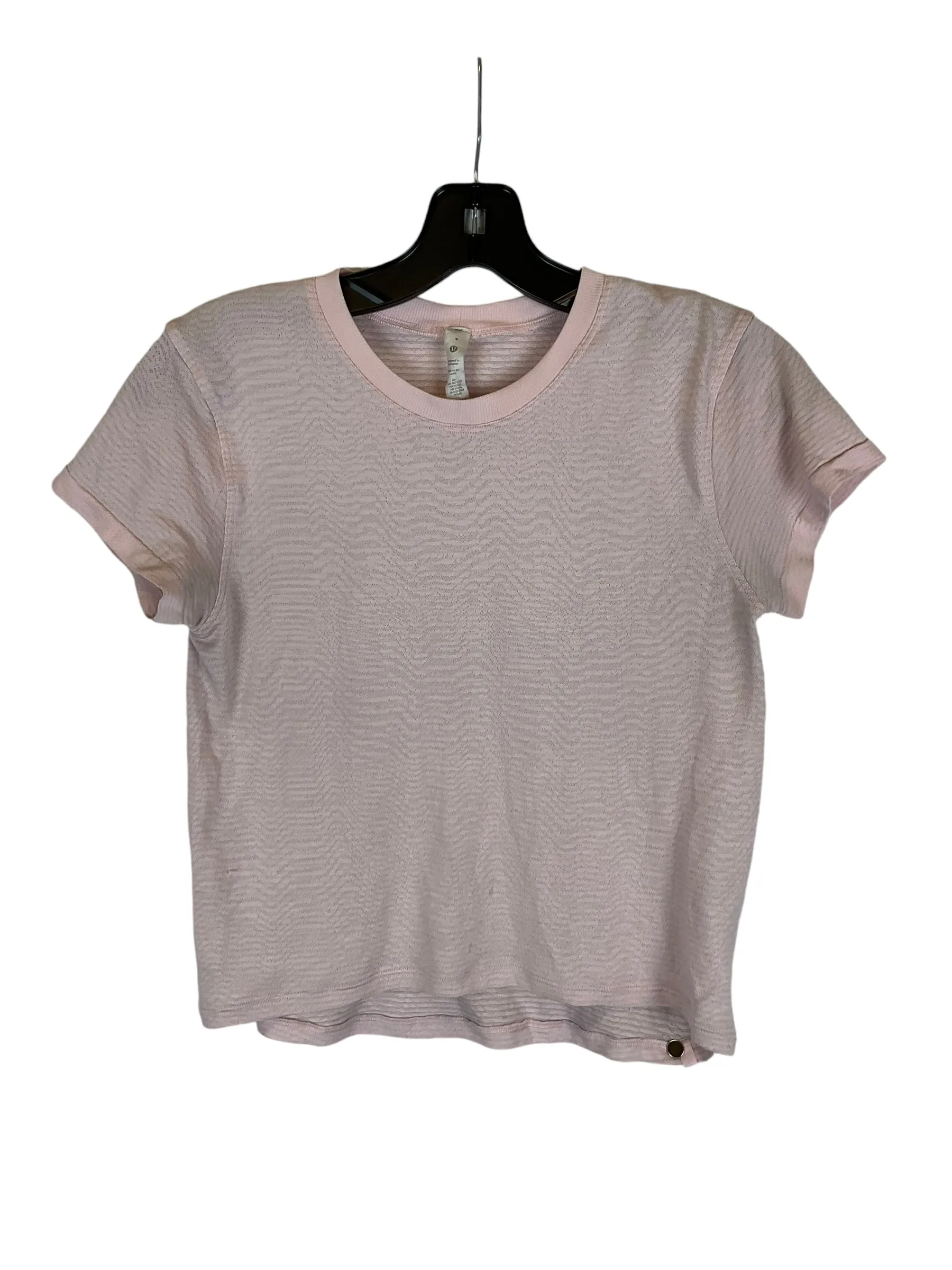 Athletic Top Short Sleeve By Lululemon In Pink, Size: 4