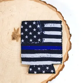 Back the Blue American Flag Koozie with Blue Line