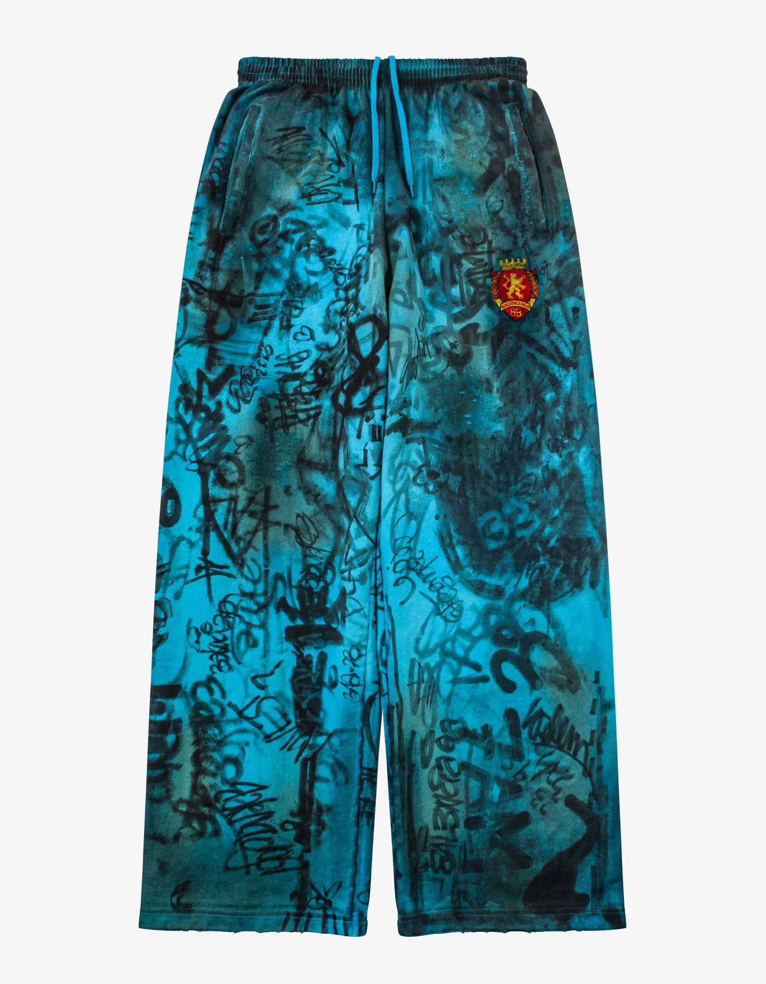 Balenciaga Blue Graphic Print Sweat Pants