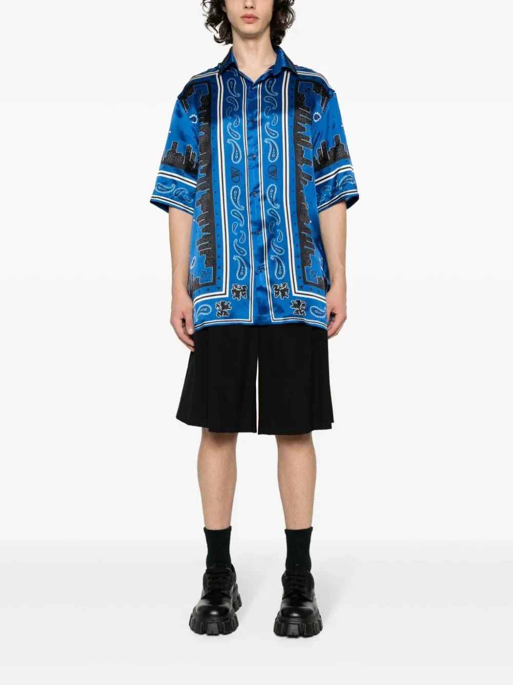 Bandana-Print Satin Shirt