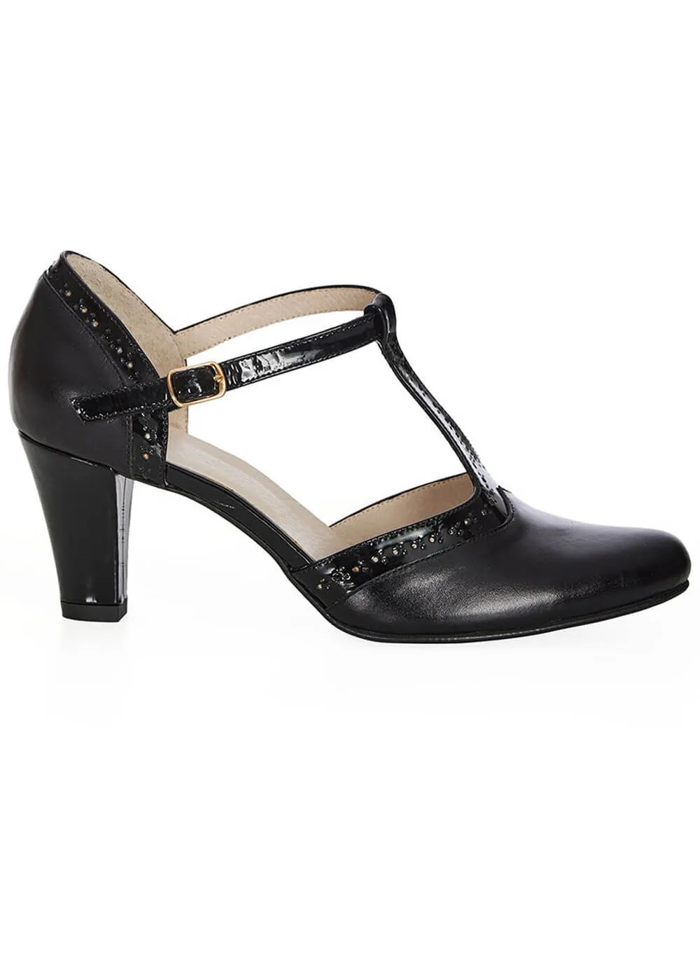 Banned Galore Leather 50's Pumps Black