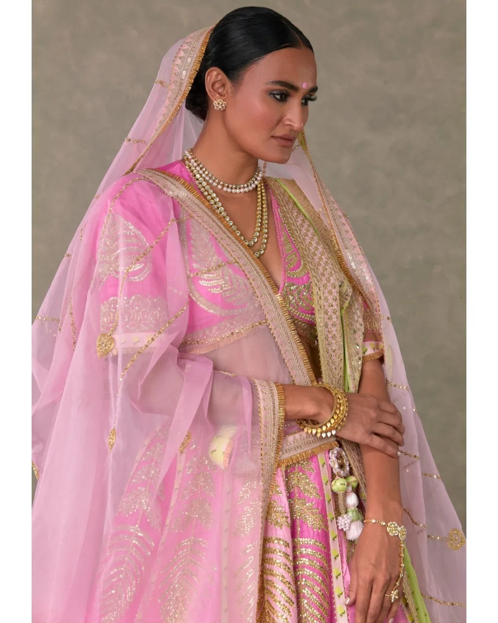 Barfi Pink Paan Patti Lehenga Set