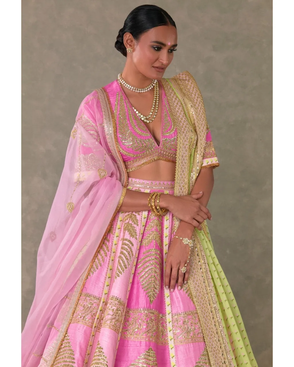 Barfi Pink Paan Patti Lehenga Set