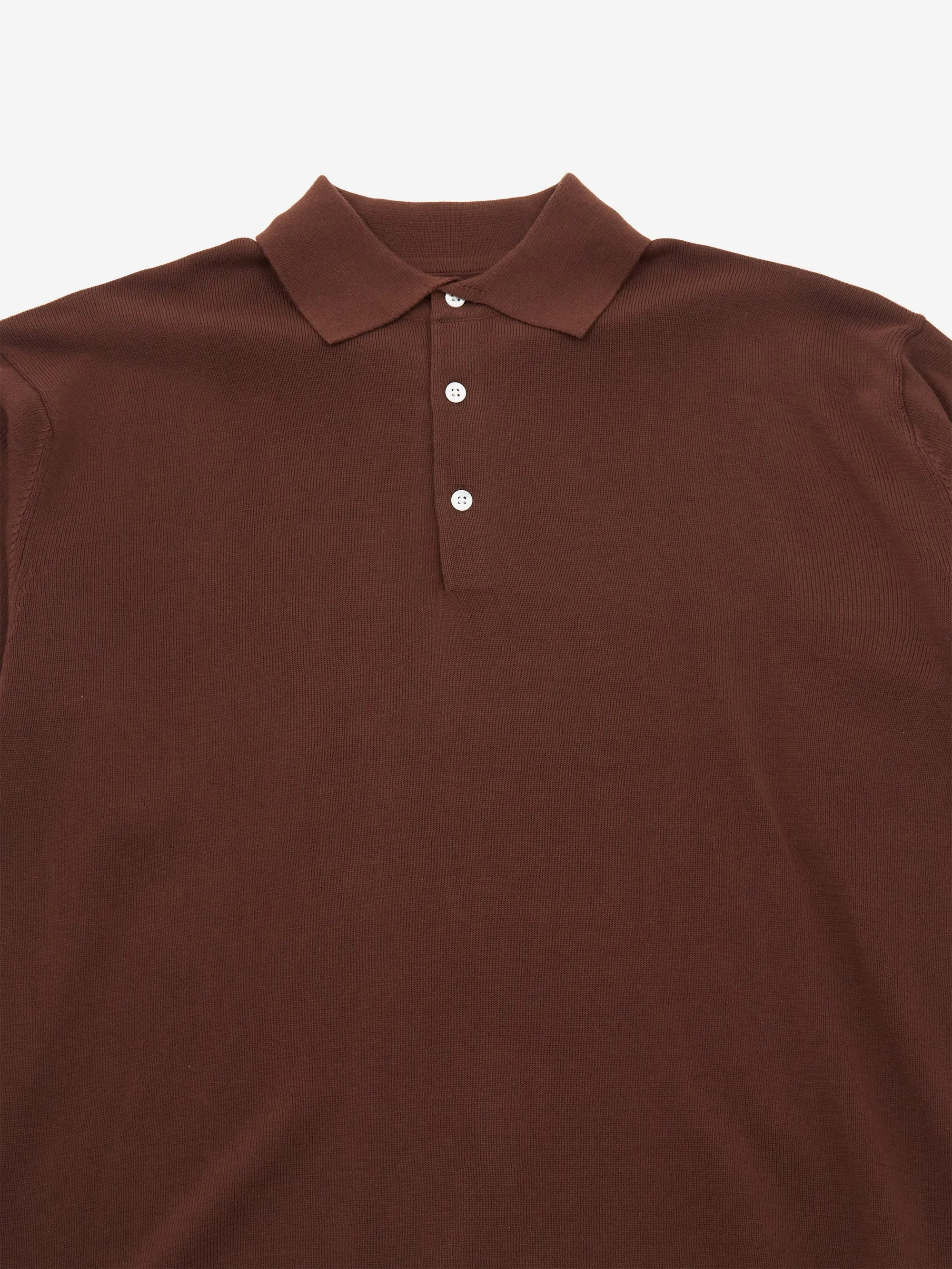 Beams Plus Knit Polo 12G - Brown