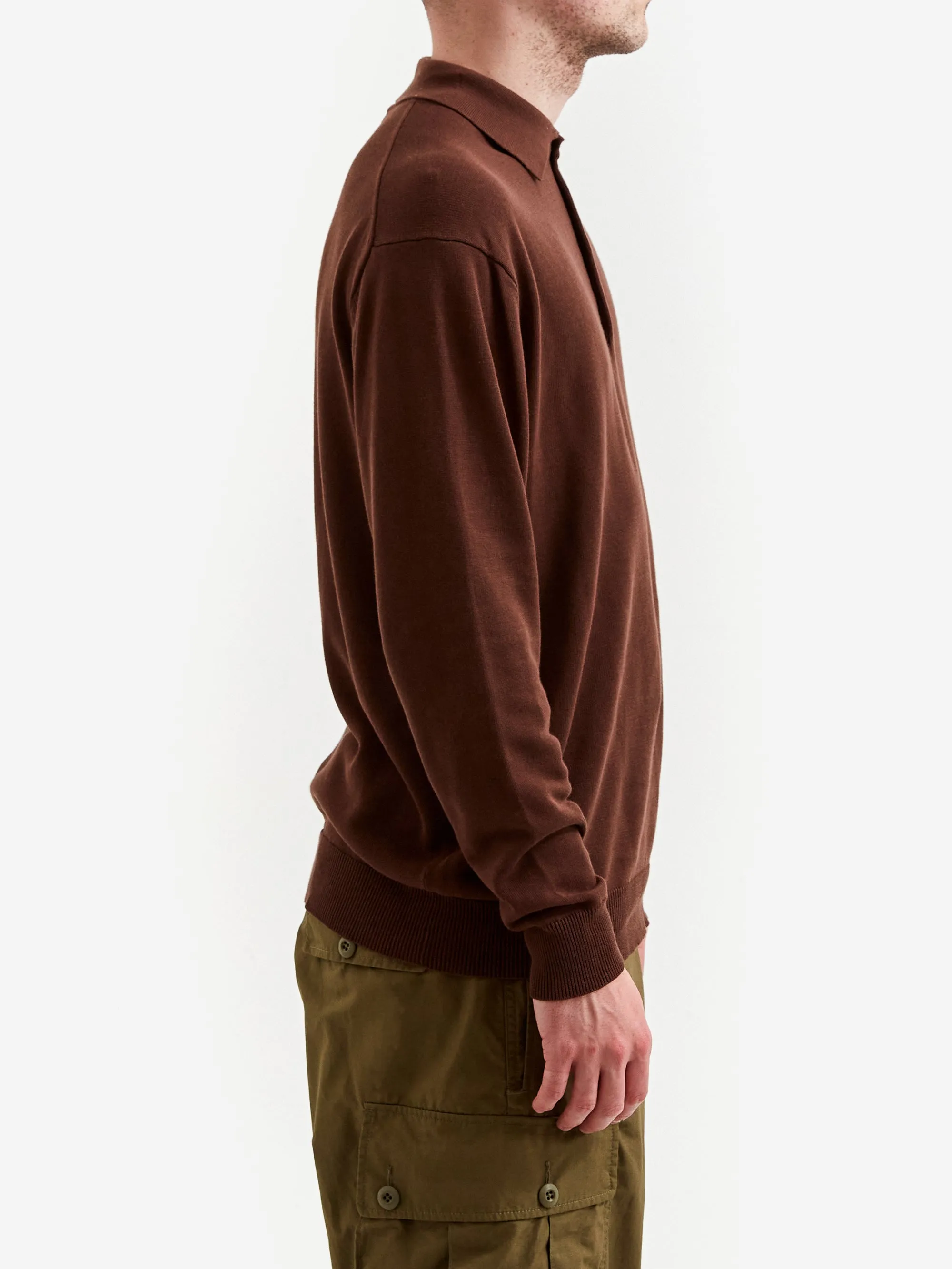 Beams Plus Knit Polo 12G - Brown