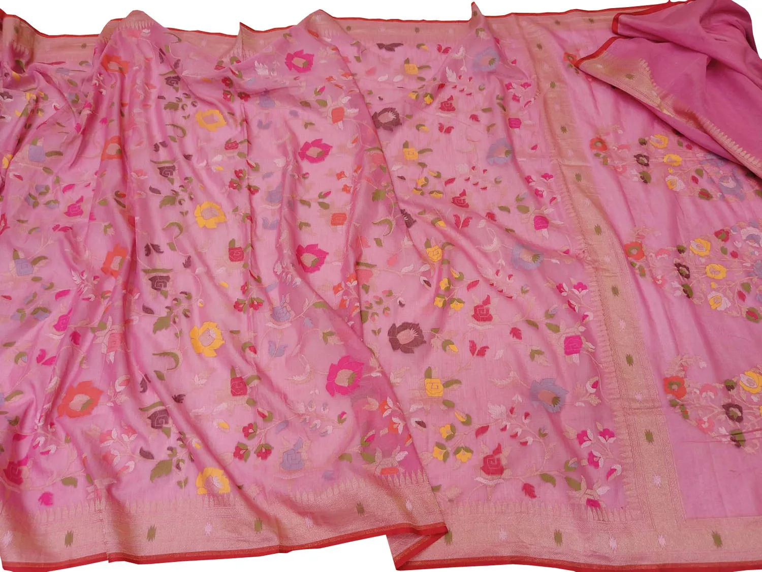 Beautiful Pink Banarasi Handloom Cotton Saree