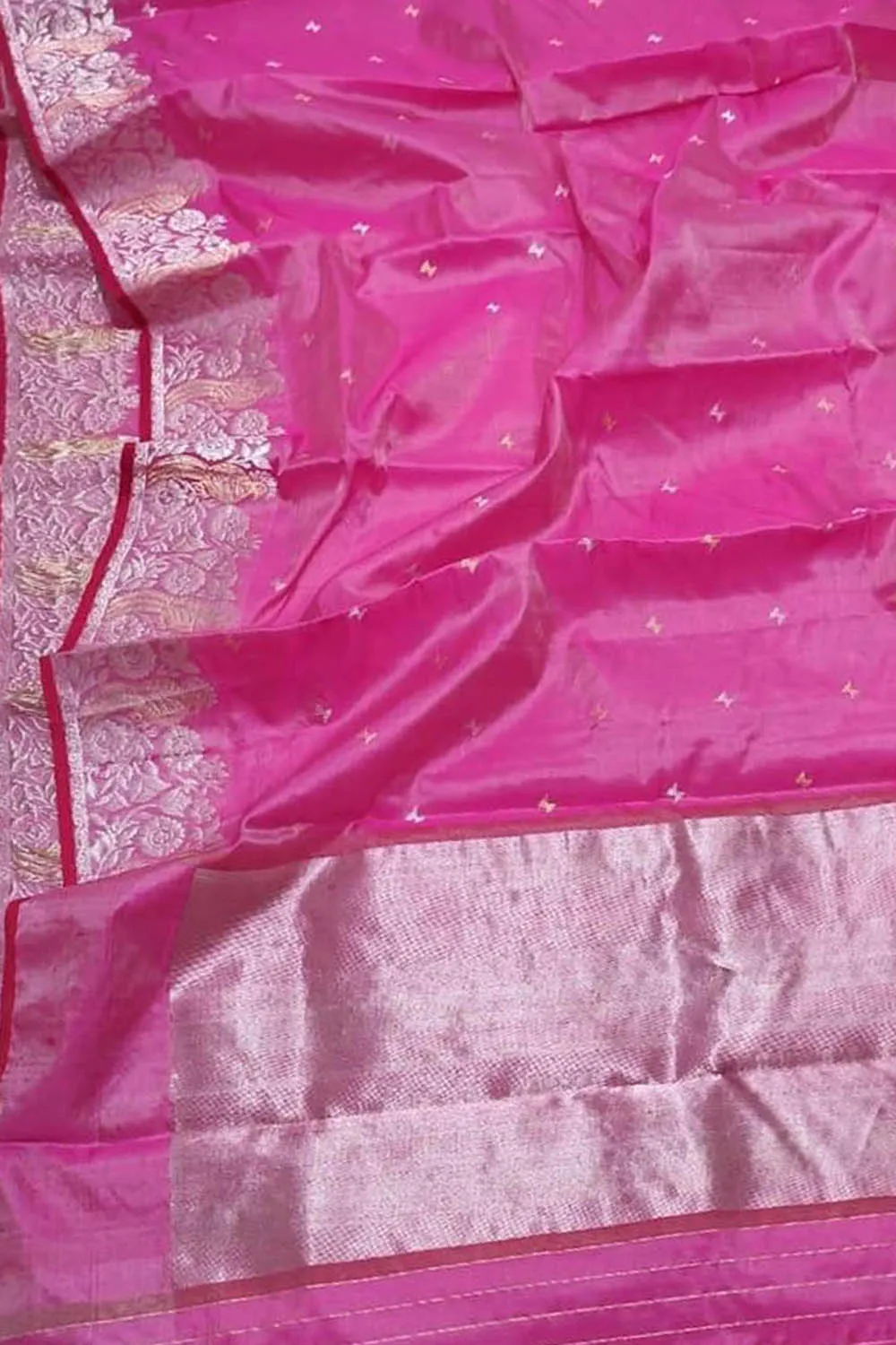 Beautiful Pink Chanderi Silk Saree - Handloom Perfection