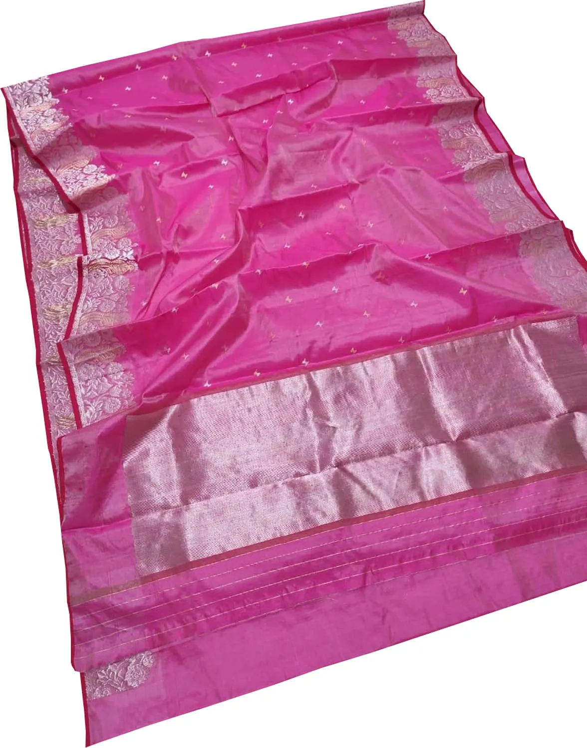 Beautiful Pink Chanderi Silk Saree - Handloom Perfection