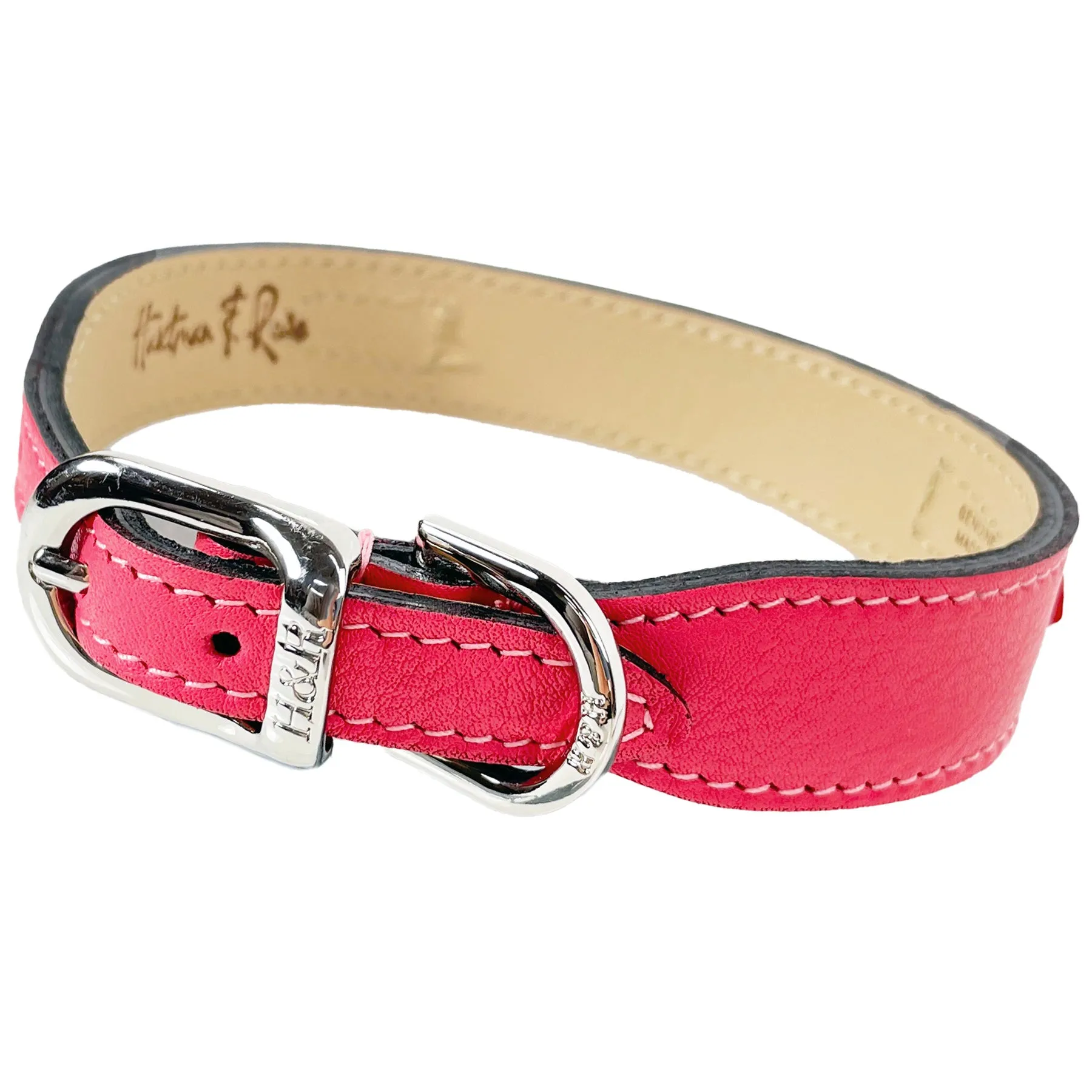 Belmont Dog Collar in Petal Pink & Nickel