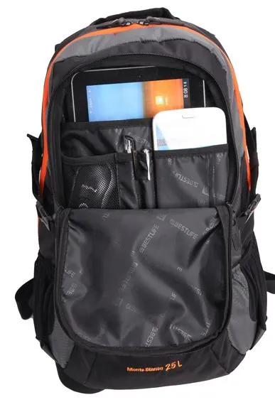 Bestlife Summit Travel Laptop Backpack with Raincover for 15,6" | Black/Orange