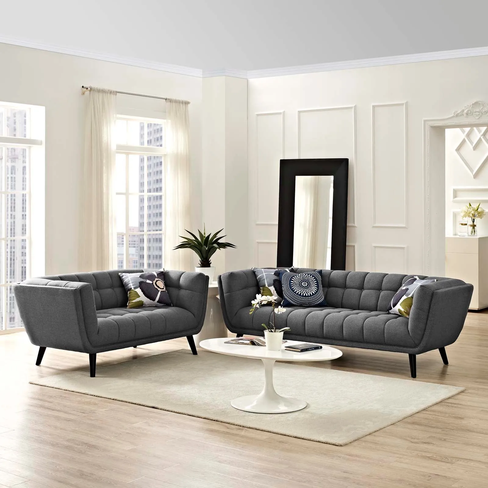 Bestow 2 Piece Upholstered Fabric Sofa and Loveseat Set