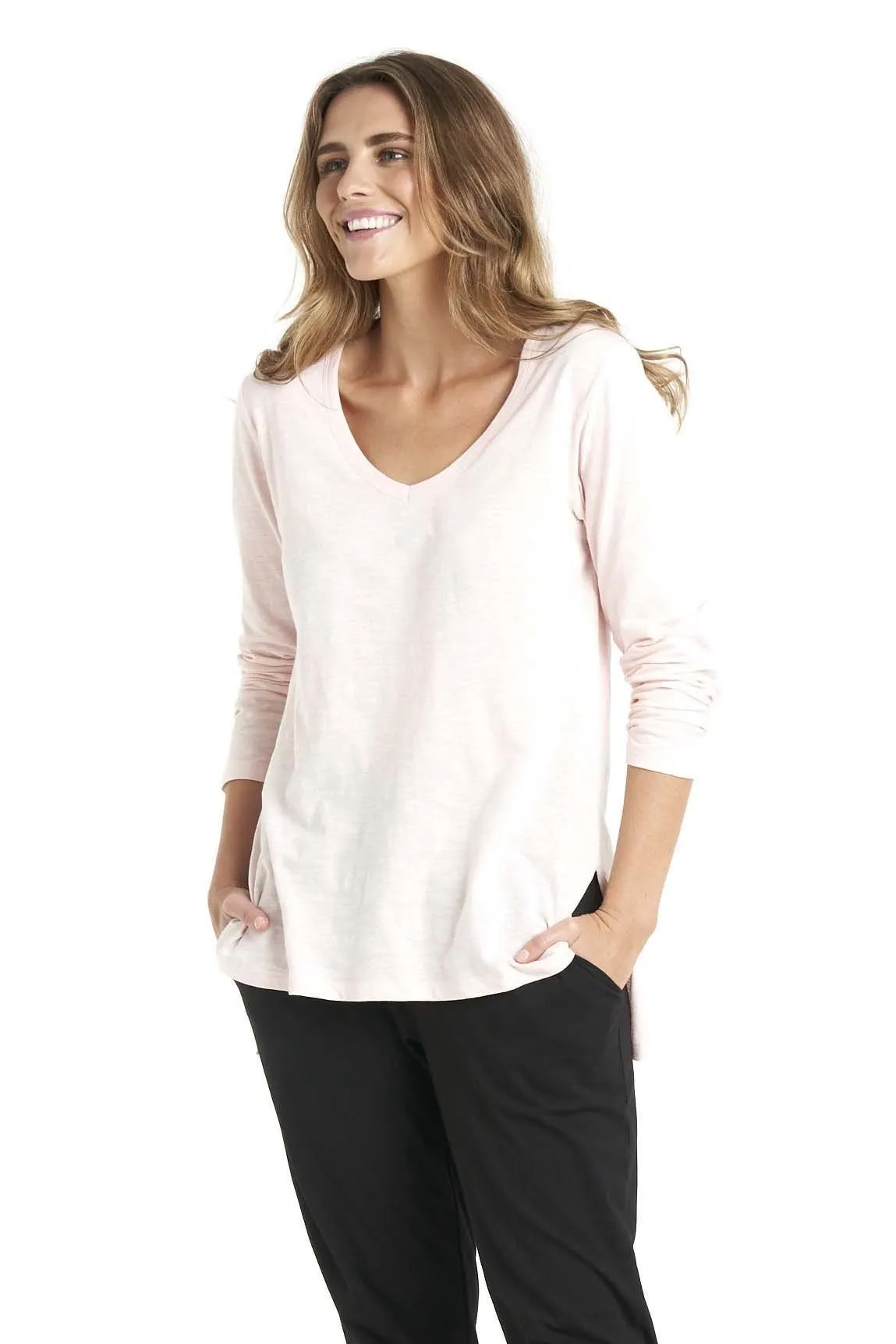 Betty Basics Bonnie Long Sleeve Top in Petal