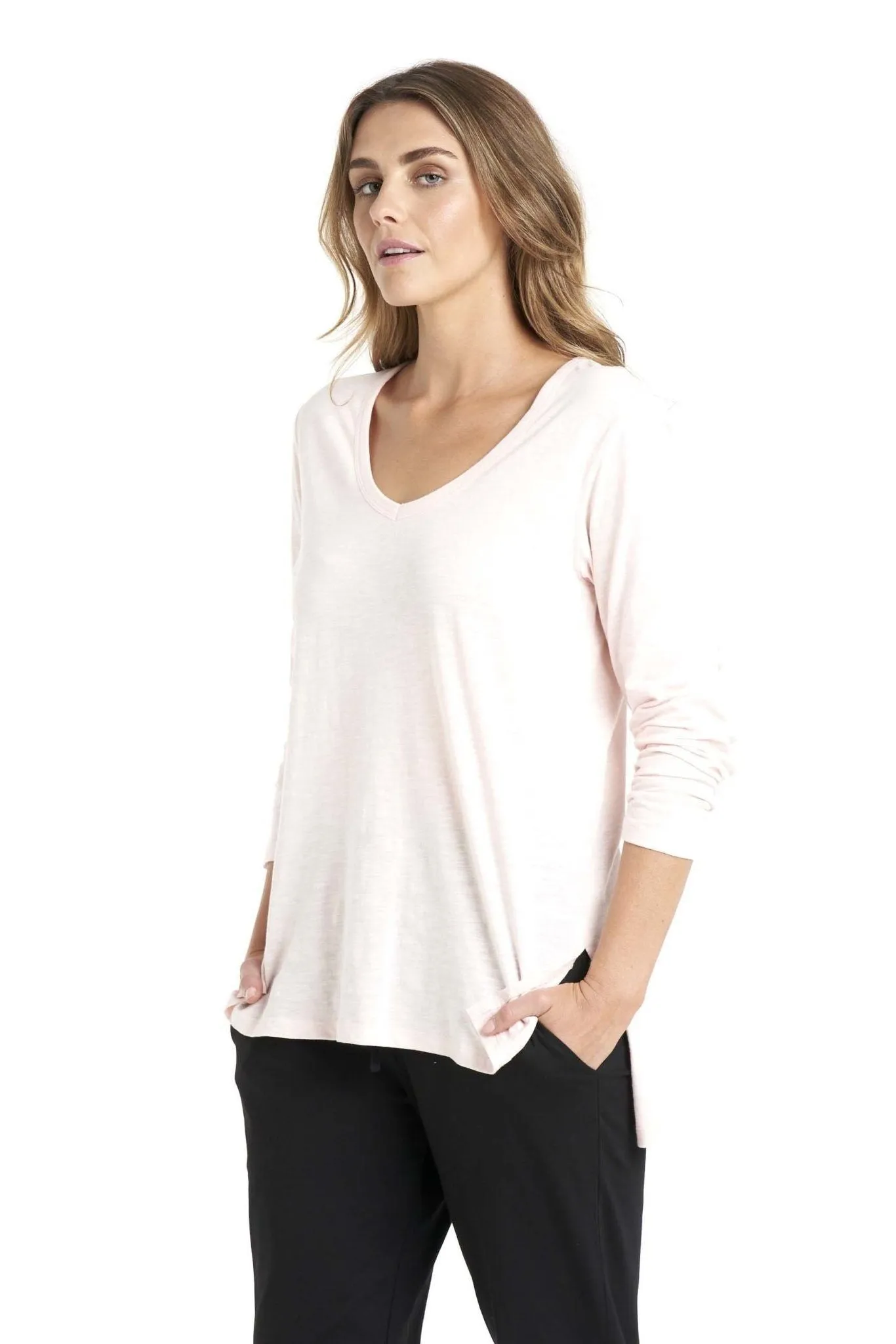 Betty Basics Bonnie Long Sleeve Top in Petal